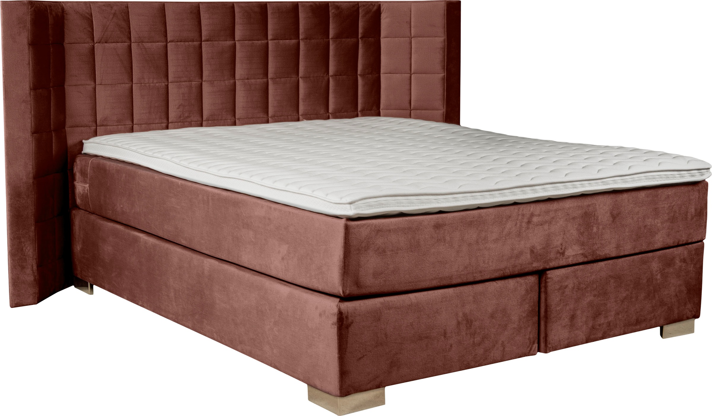 Places of Style Boxspringbett »Piazza«, mit Steppung und Kopfteil mit seitlichen Flügeln