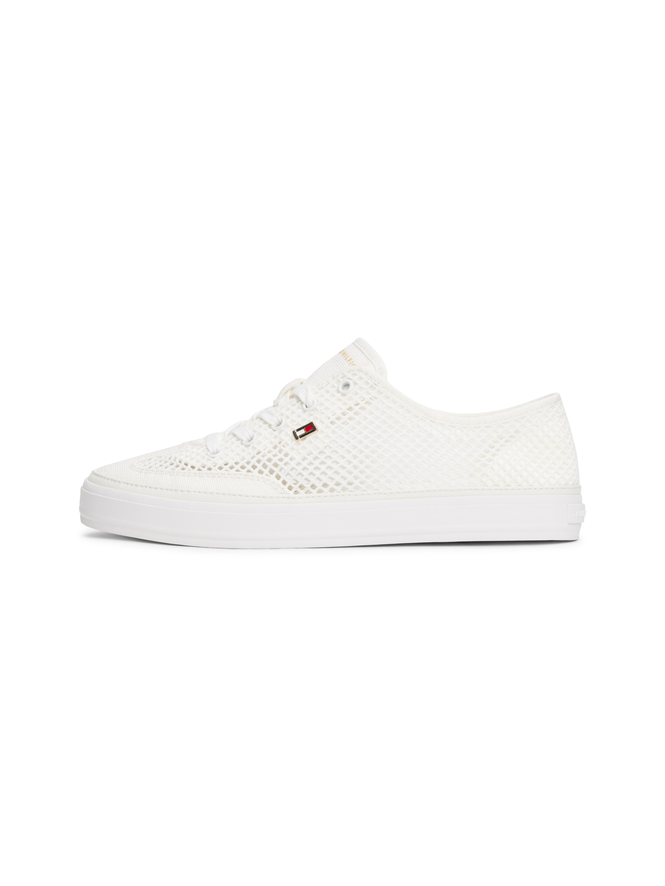 Tommy Hilfiger Plateausneaker »TH OPEN MESH VULC SNEAKER«, Freizeitschuh, Halbschuh, Schnürschuh mit Logoflagge