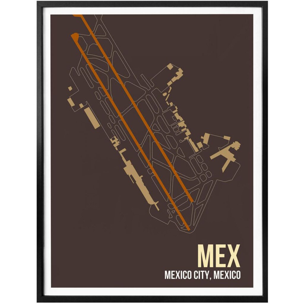 Wall-Art Poster »Wandbild MEX Grundriss Mexico City«, Grundriss, (1 St.)