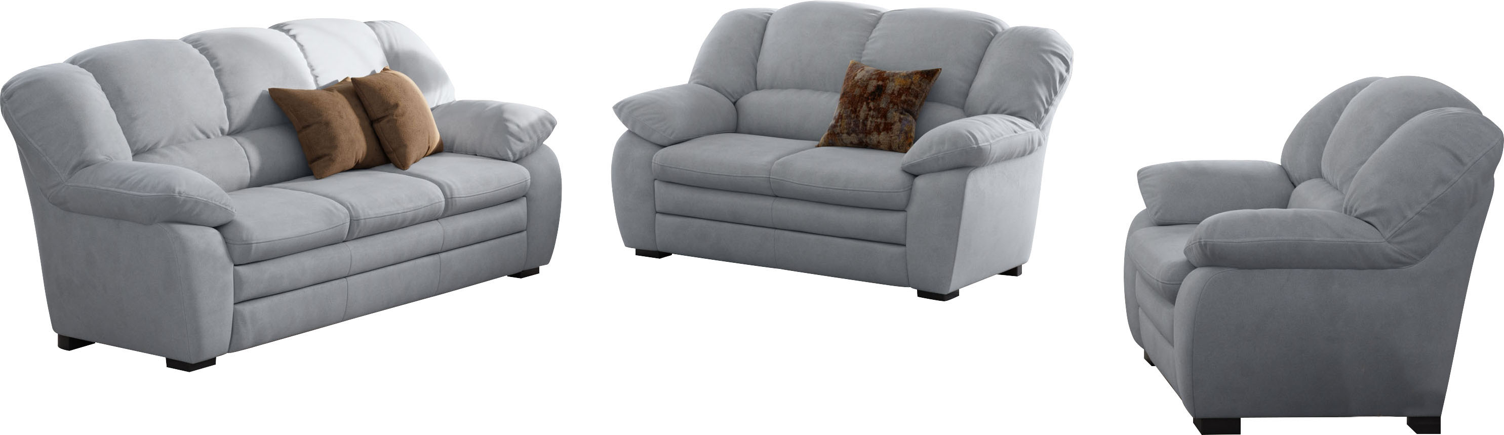 COTTA Polstergarnitur "Casino, 3tlg. Set, Sofa Wohnzimmer Garnitur, Wellenunterfederung" Set, 3 tlg. Sessel, 2-Sitzer, 2,5-Sitzer, hohe Rückenlehne