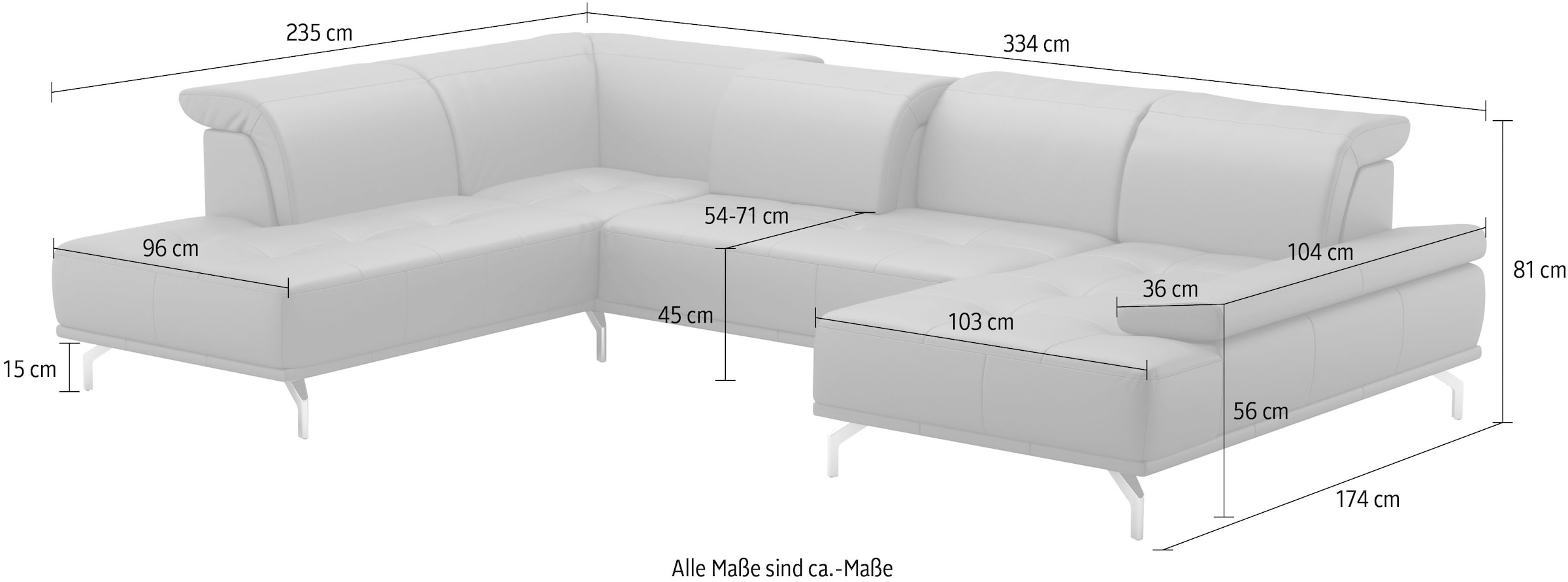 Places of Style Wohnlandschaft »Caluna«, Inkl.Sitztiefenverstellung
