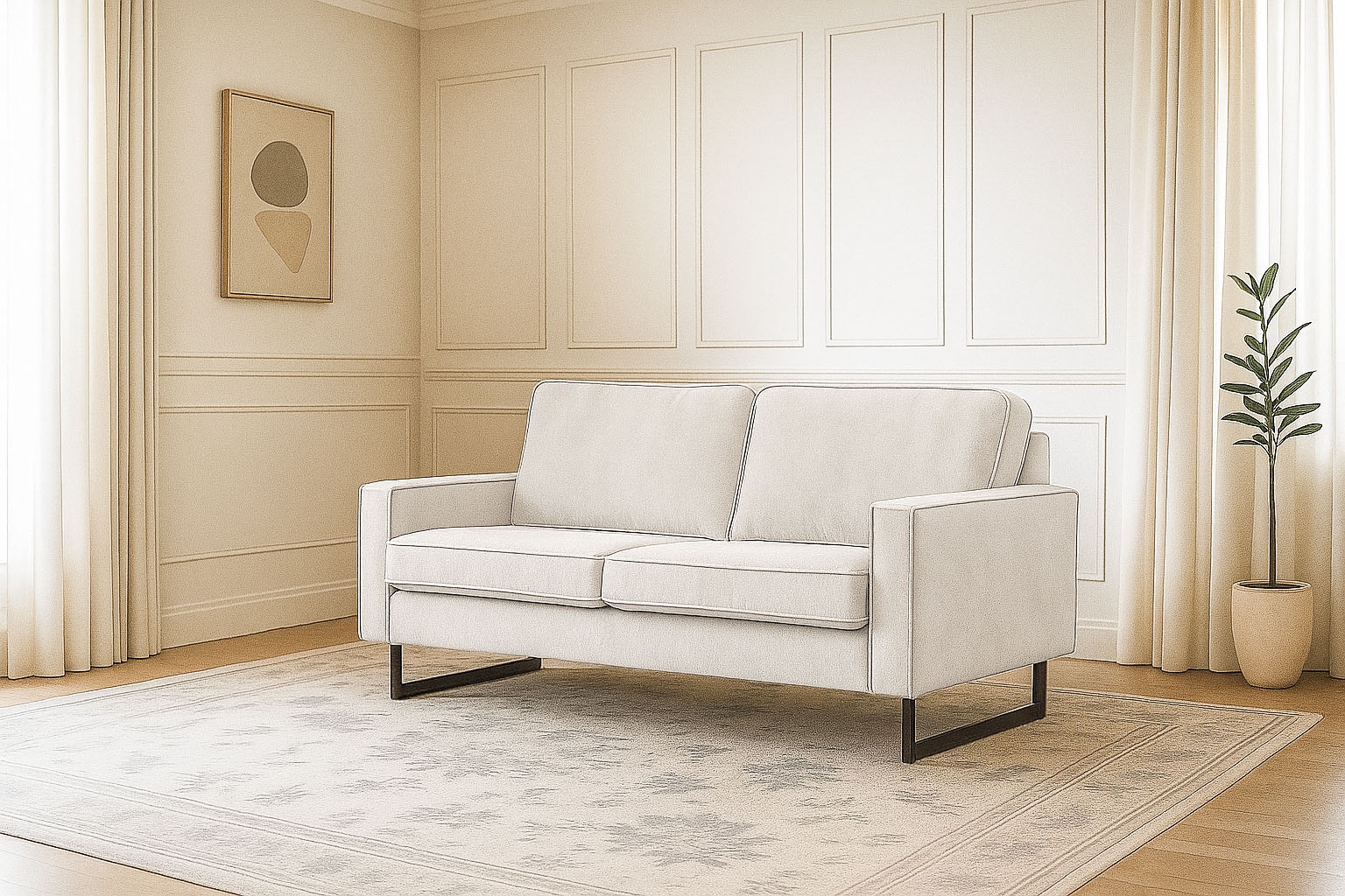 OTTO home 2-Sitzer "Pinto, 166 cm, Cord, Chenille, Lederoptik" mit Keder, schwarze Metallfüße, Wellenunterfederung