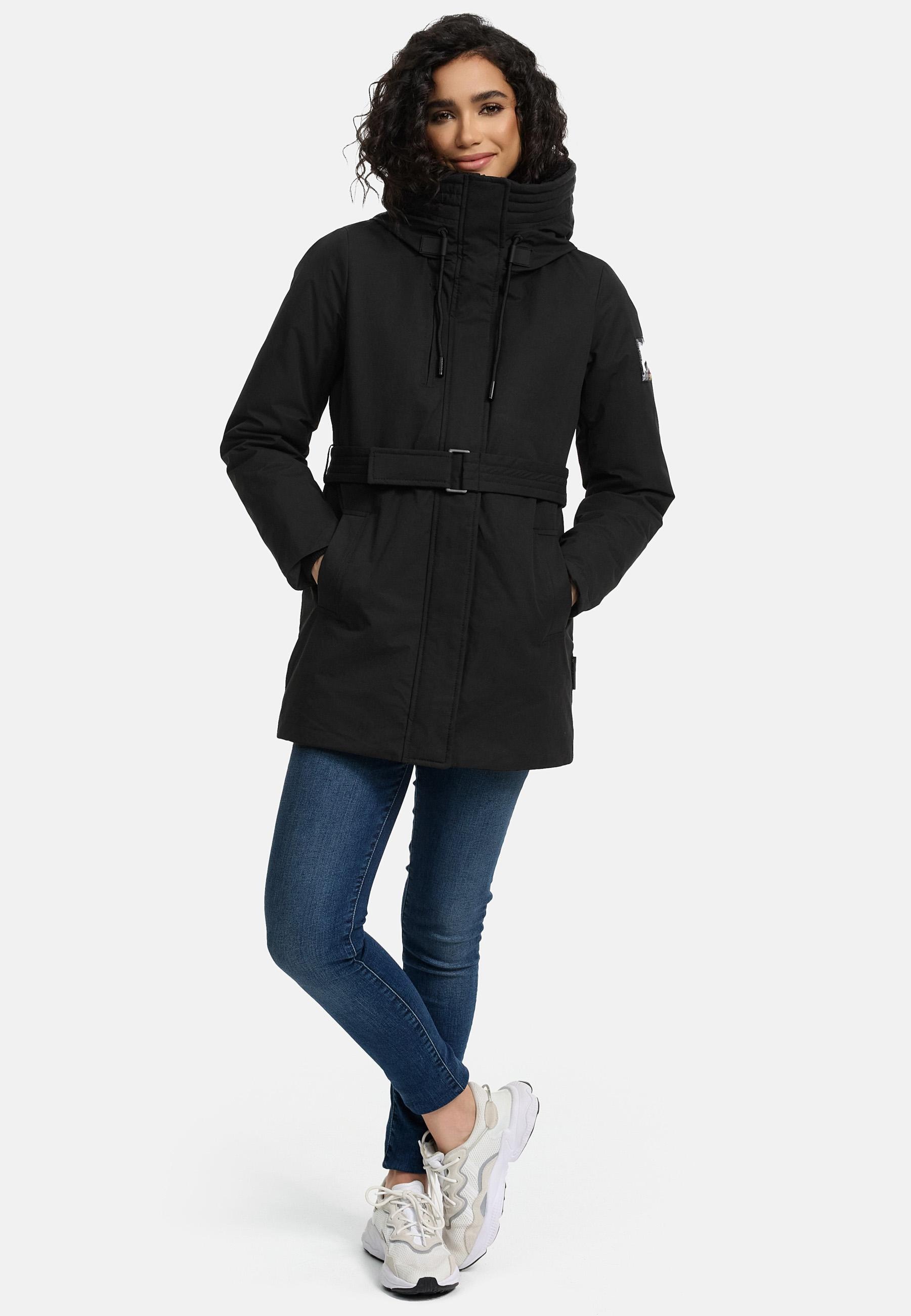 Navahoo Winterjacke »Eishauch 14«, mit Kapuze, Damen Winterparka mit Taillengürtel und Fleece-Kragen
