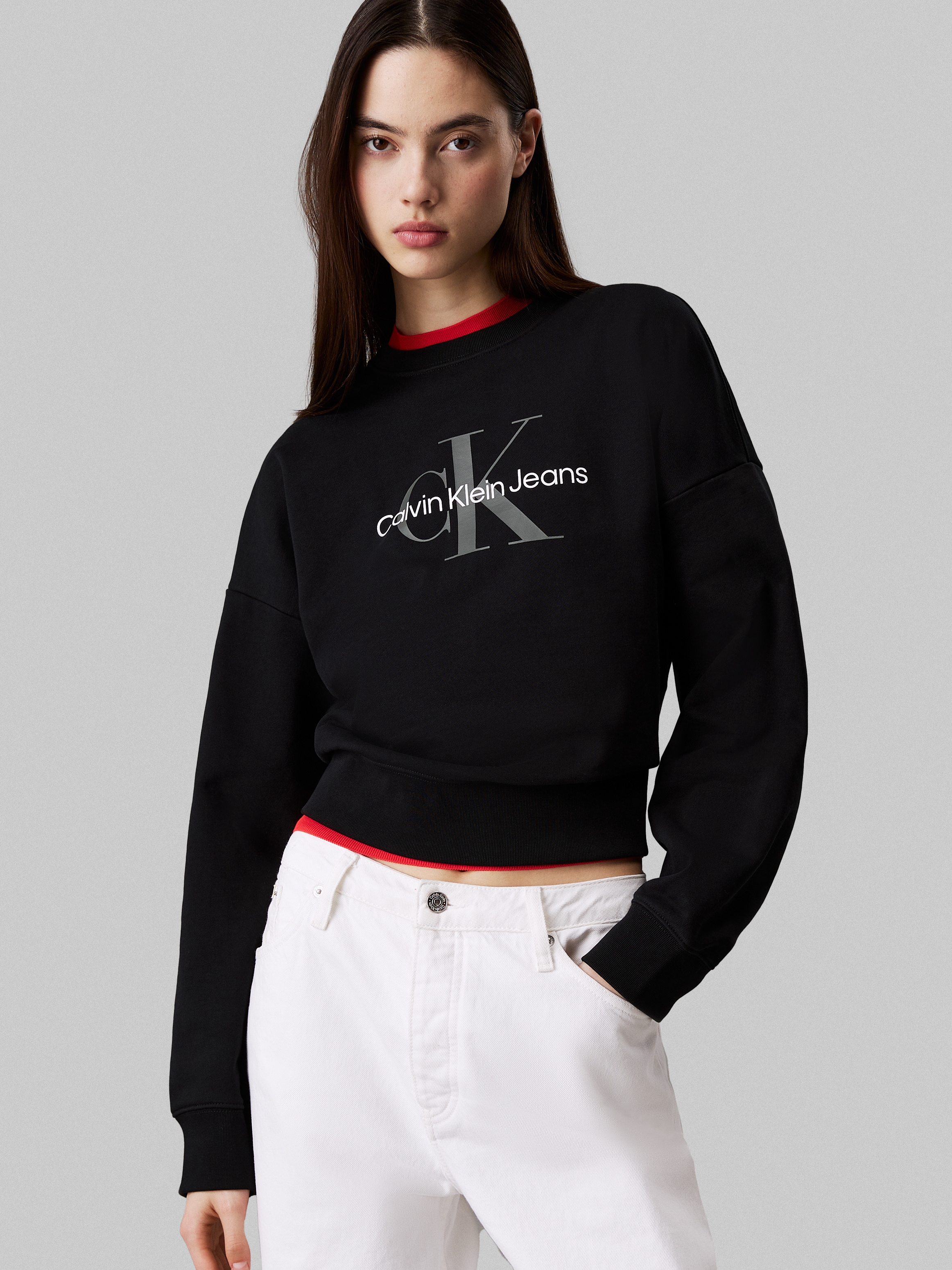 Calvin Klein Jeans Sweatshirt »LS MNLG FRNCH TRRY R«, Mit Rundhalsausschnitt
