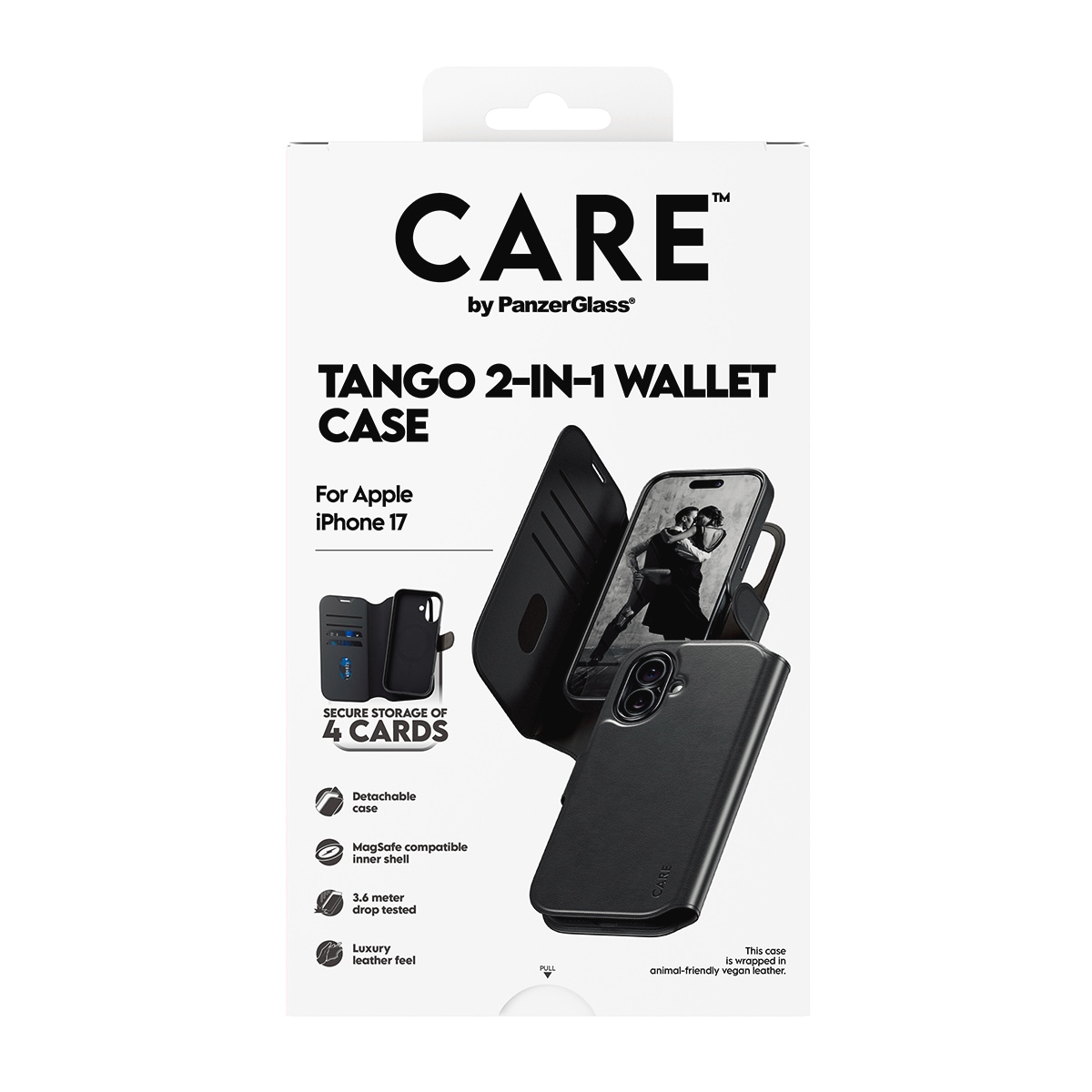 CARE by PanzerGlass Handyhülle »Tango 2-in-1 Wallet Case für Apple iPhone 17« Apple iPhone 17 Backcover, Schutzhülle, Handyschutzhülle, Case, Schutzcase, stoßfest