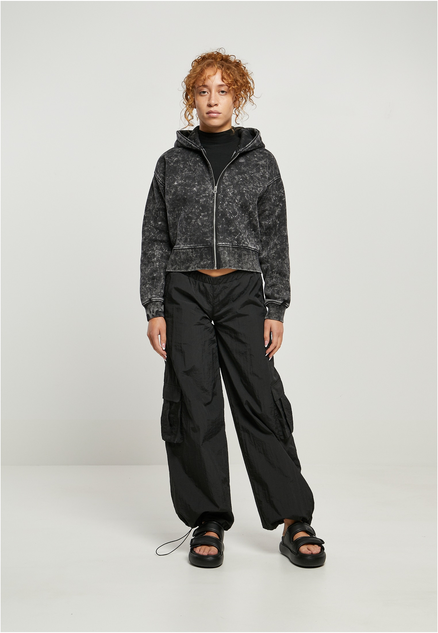 Zip kaufen Washed URBAN online Hoody«, Sweatjacke (1 Towel tlg.) BAUR Oversized Short | »Damen CLASSICS Ladies