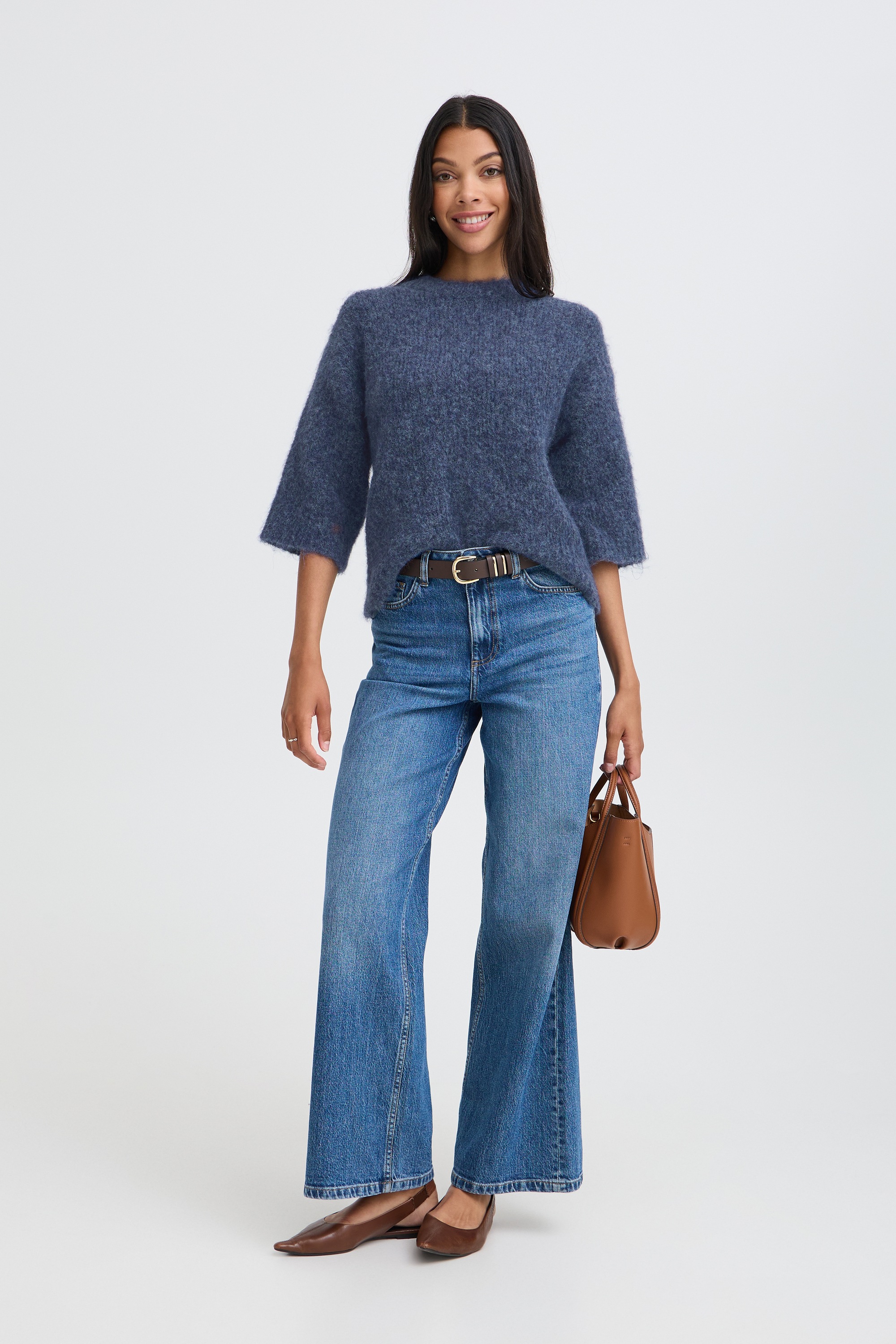 b.young Kurzarmpullover »Damen Halblange Ärmel BYNYLA«
