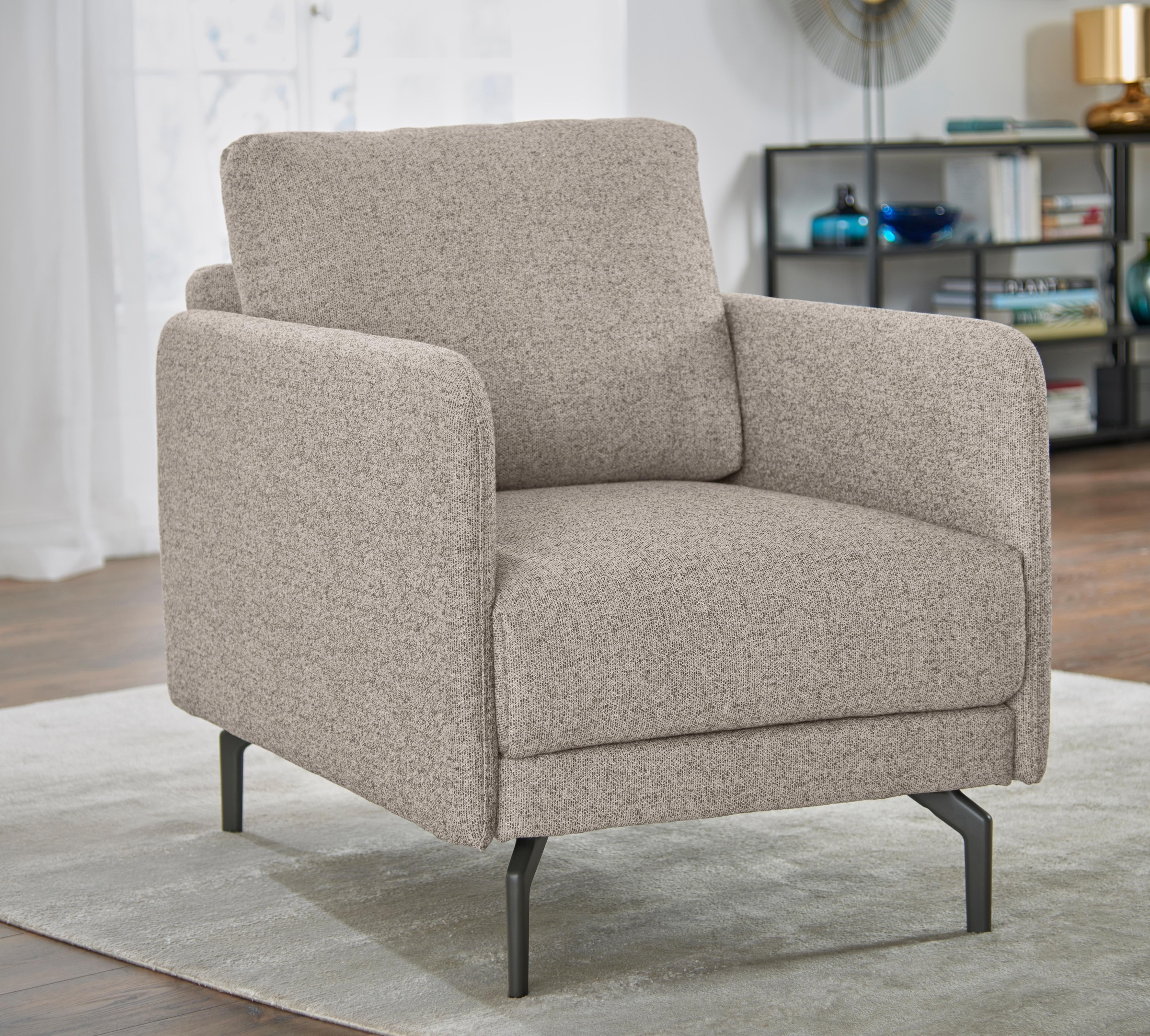 Creation BY ROLF BENZ Sessel »CR.450, Designsessel, Loungesessel«, Armlehne sehr schmal, Breite 70 cm, Alugussfuß Umbragrau
