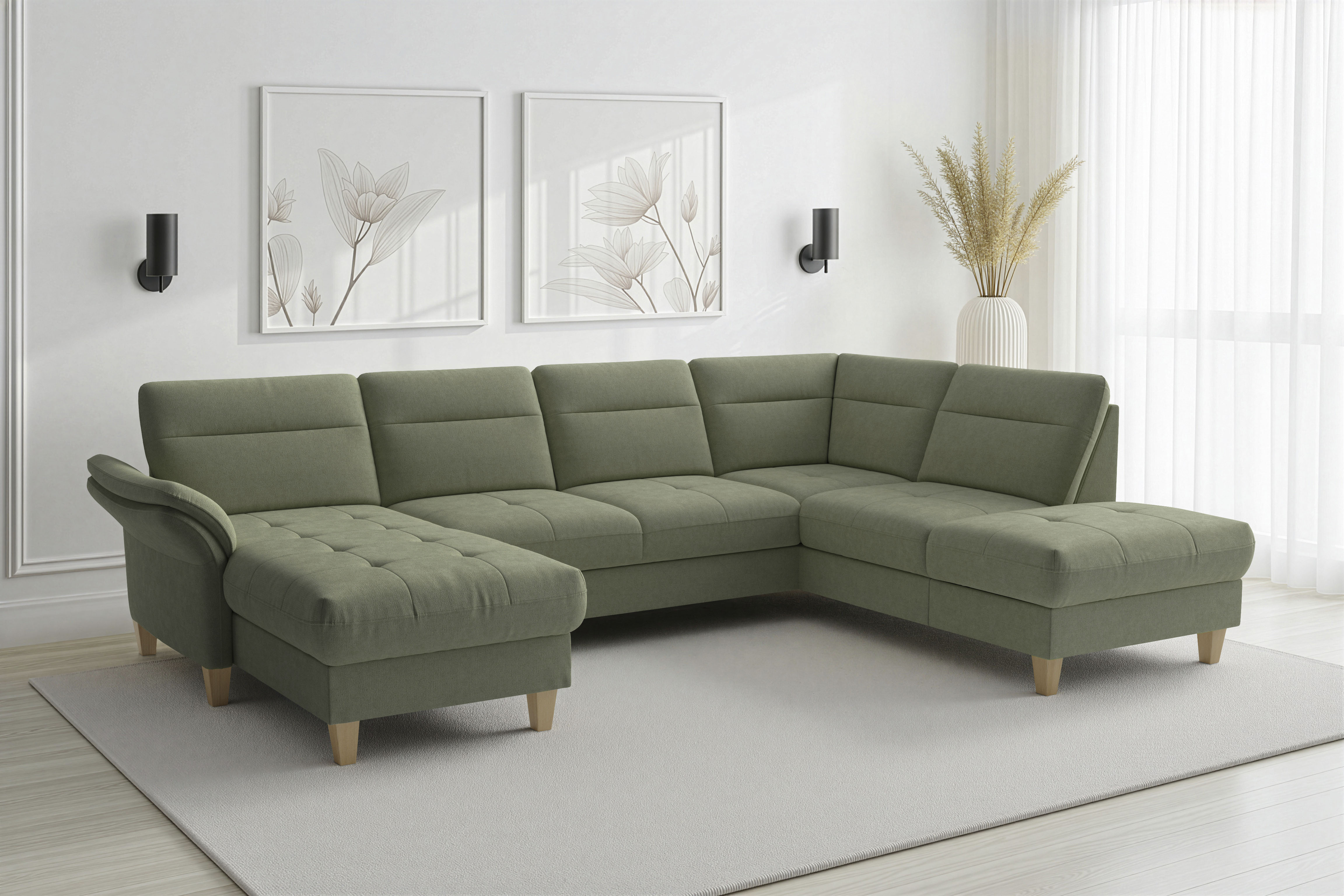 sit&more 1100000002199 "Pamela U-Form, B: 292 cm, optional Schlaffunktion & Bettkasten" mit Federkern, wahlweise mit Bett & Bettkasten