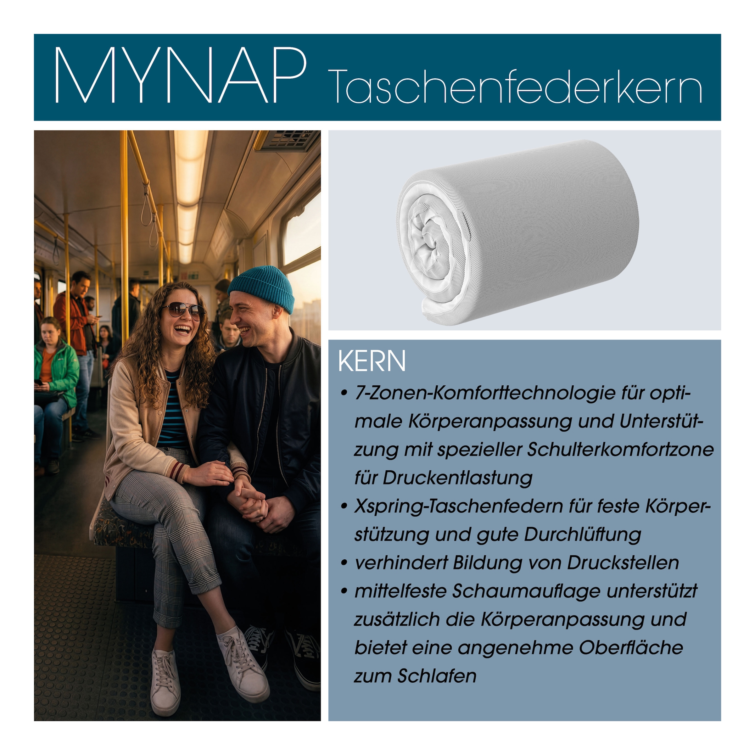 Schlaraffia Taschenfederkernmatratze »myNap Premium TFK-Matratze, in 90x200 und weiteren Größen erhältlich!« 19 cm hoch 500 Federn 1 Stk. tlg. Testsieger Stiftung Warentest 10/2023, Note 1,6
