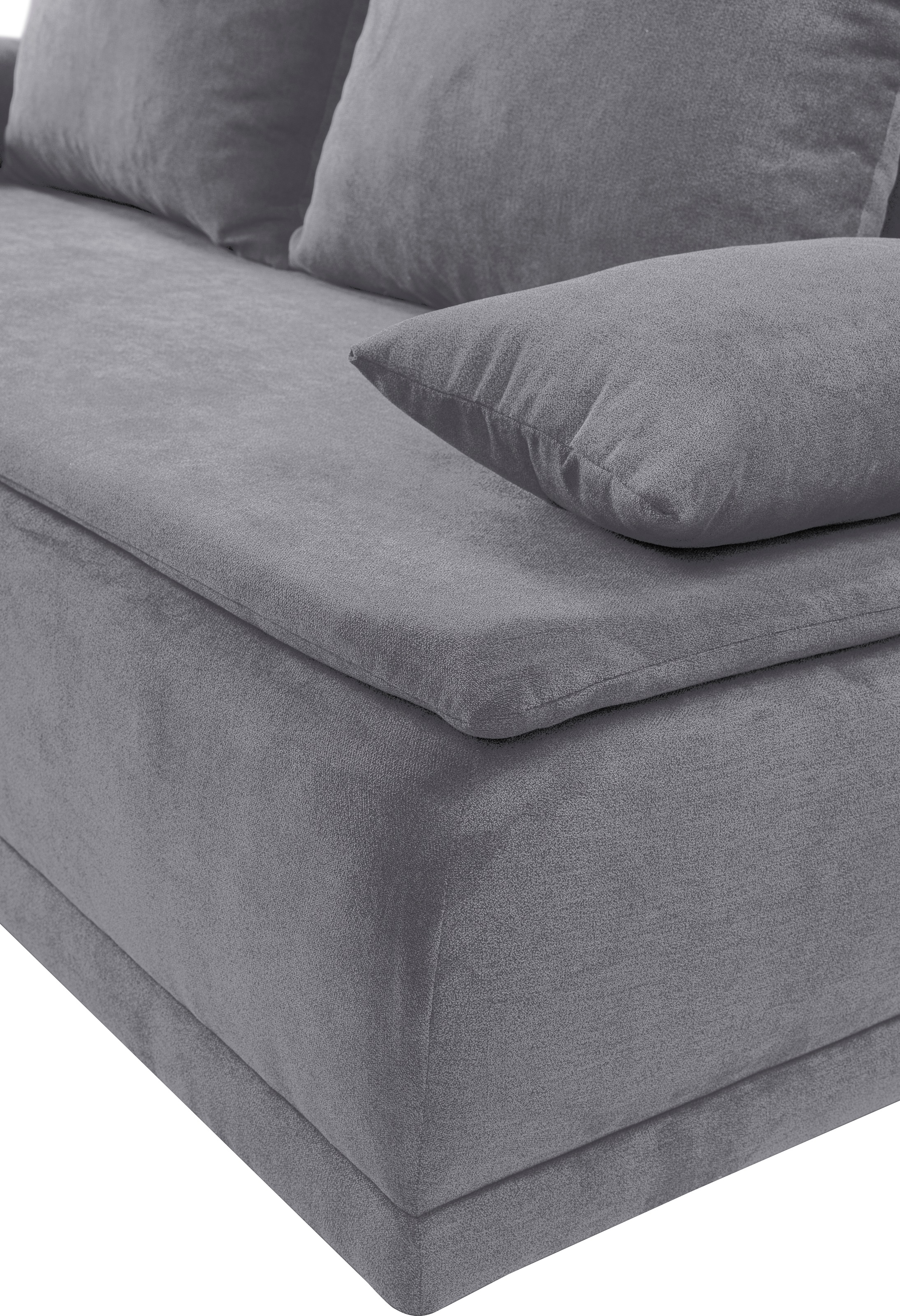 WERK2 Schlafsofa »Biggi, komfortabel & elegant, Schlaffunktion, Bettkasten, Breite 260cm«, inkl. losen Kissen, Struktur weich, hellgrau