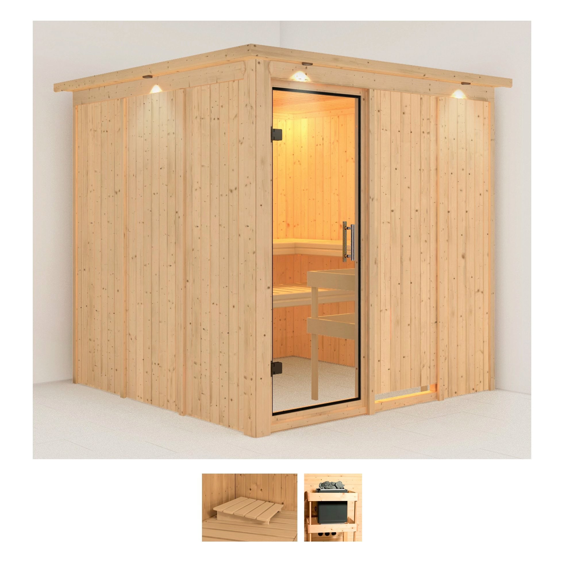 KARIBU Sauna "Rodin", ohne Ofen, (ohne Ofen), beige, Saunen, ohne Ofen