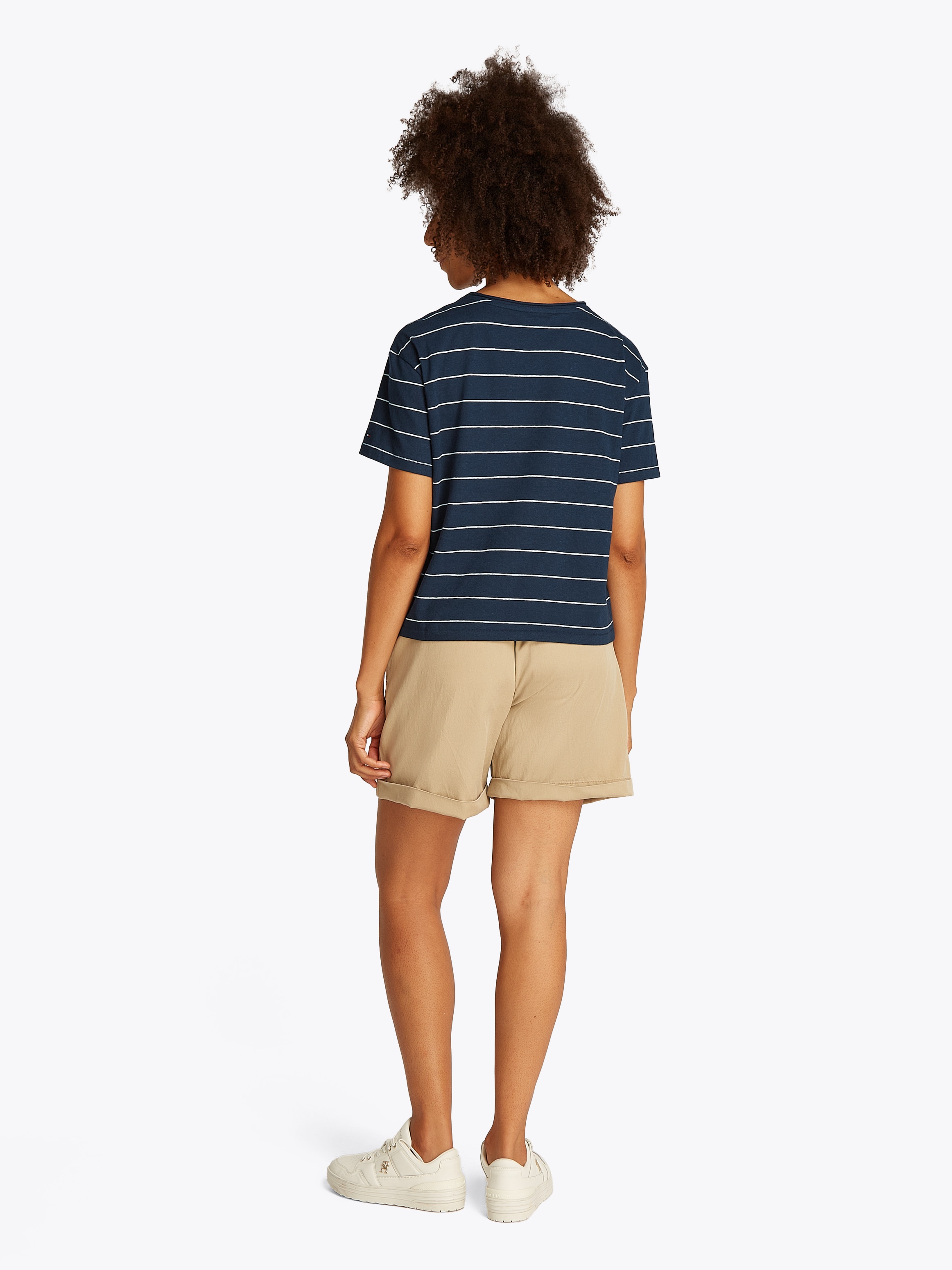 Tommy Hilfiger Kurzarmshirt »MODERN CO LINEN C-NK SS«, mit Streifenmuster,kühlendes Premium Leinen
