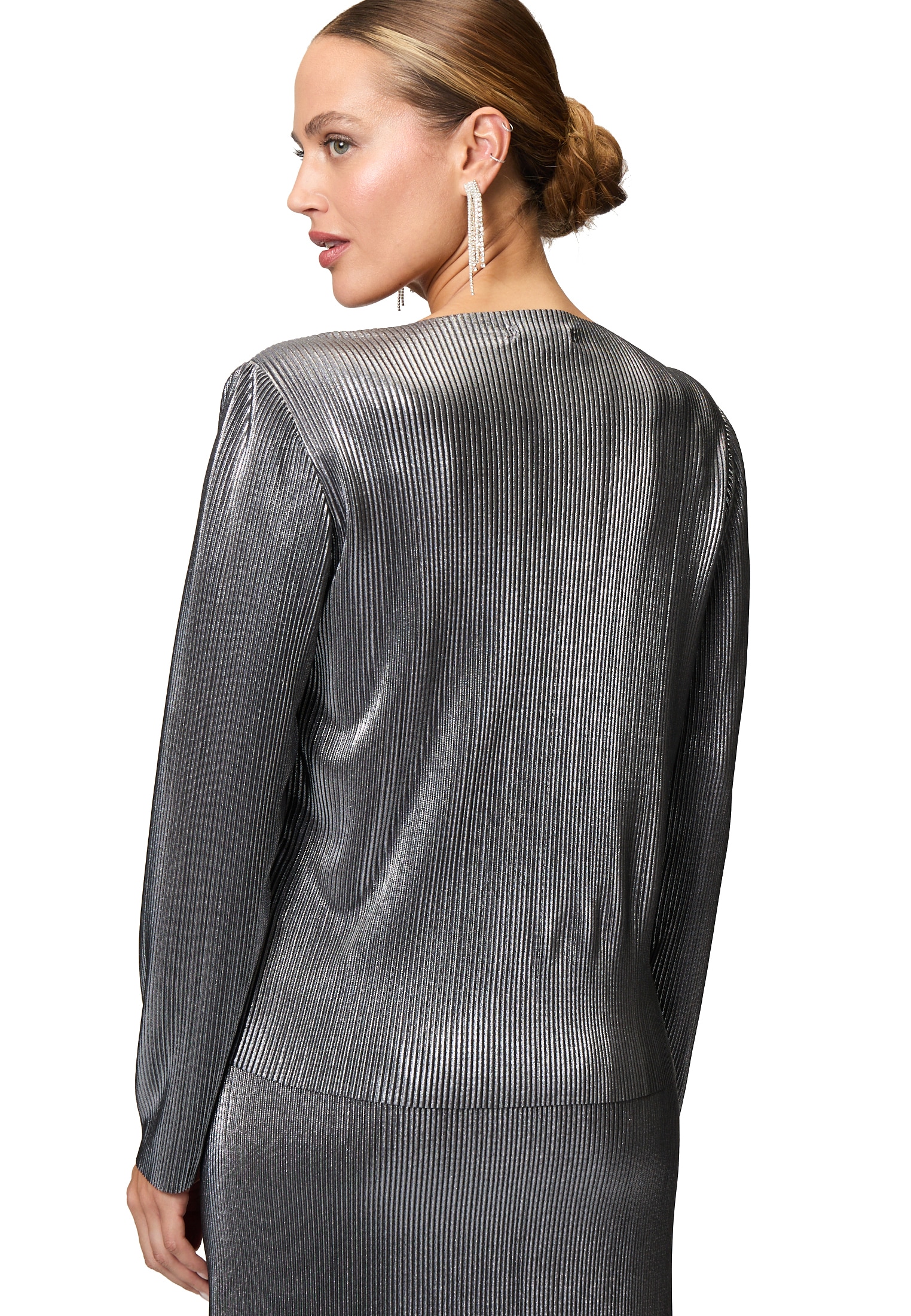 Zero Kurzarmshirt »zero Plissee Shirt mit Metallic Optik«, (1 tlg.), strukturiert