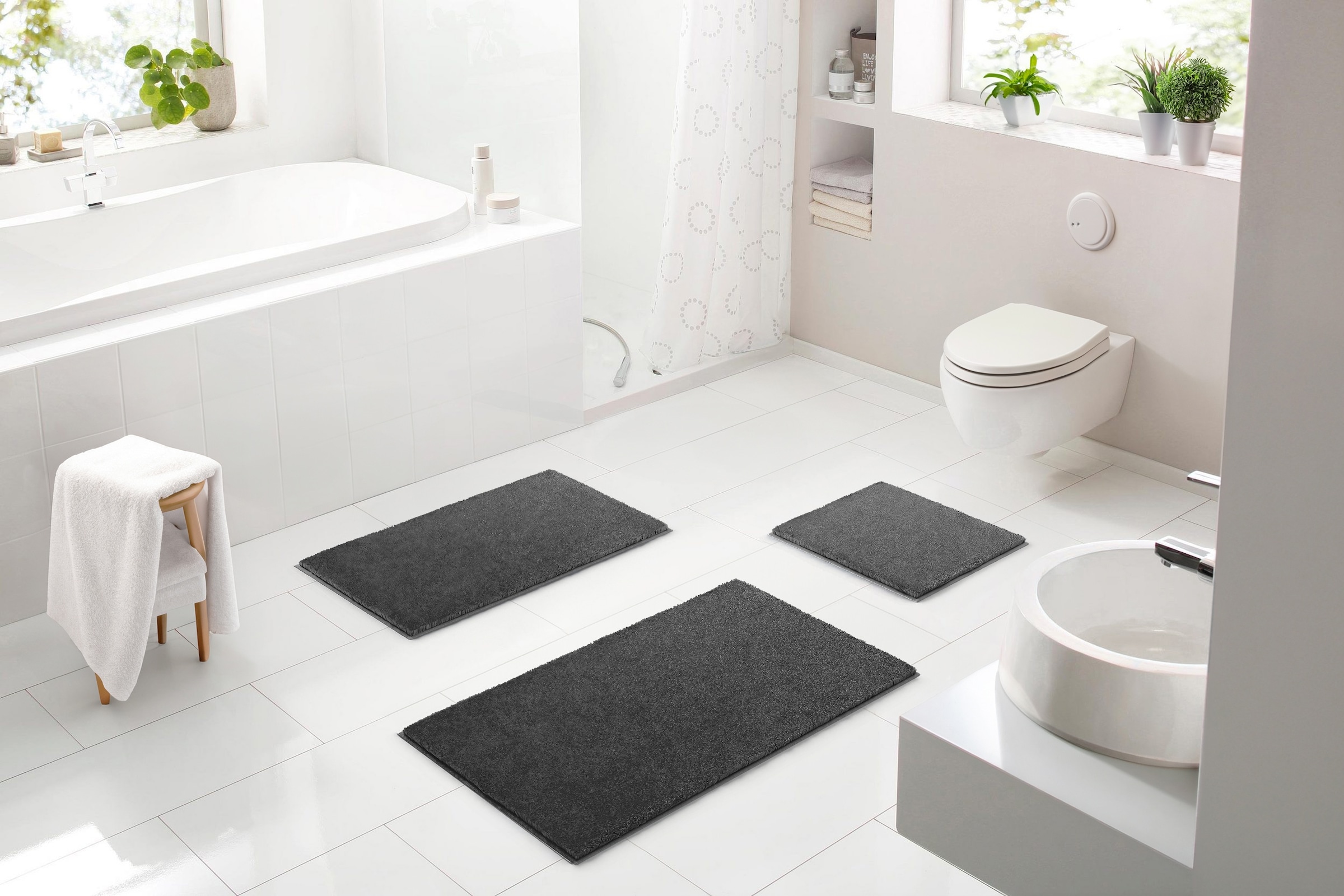 Linea Due Badematte "Roman" Höhe 18 mm rutschhemmend beschichtet fußbodenhe günstig online kaufen