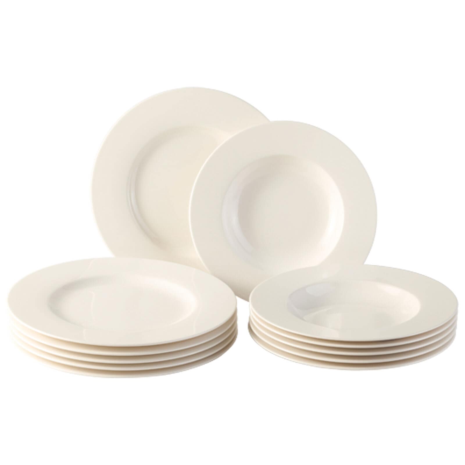 Geschirr-Set "Tafelservice Basic White 12er Set weiß", 12, weiß, VIVO VILLEROY & BOCH GROUP, Geschirr-Sets, Spülmaschinenfest, Mikrowellensicher
