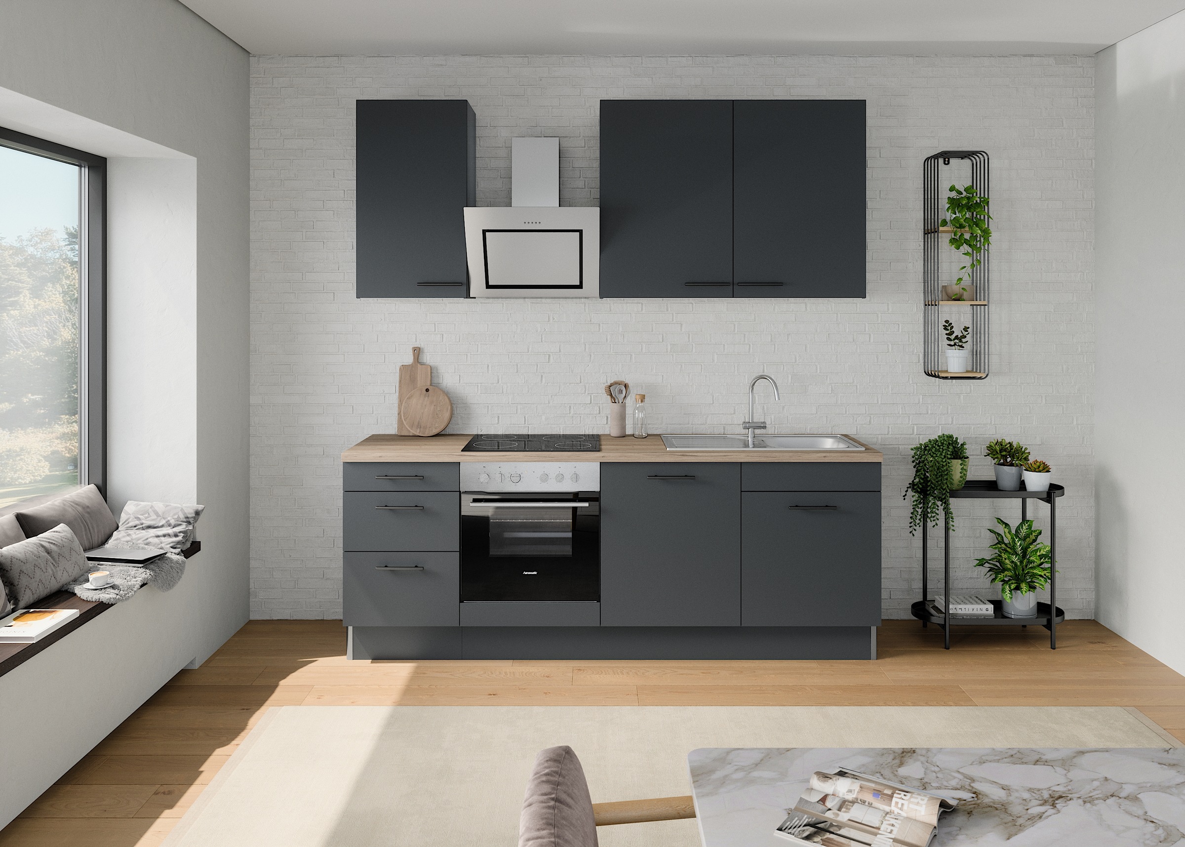 OPTIFIT Küchenzeile "Fiona", Breite 230 cm, mit Hanseatic-E-Geräten in Prem günstig online kaufen