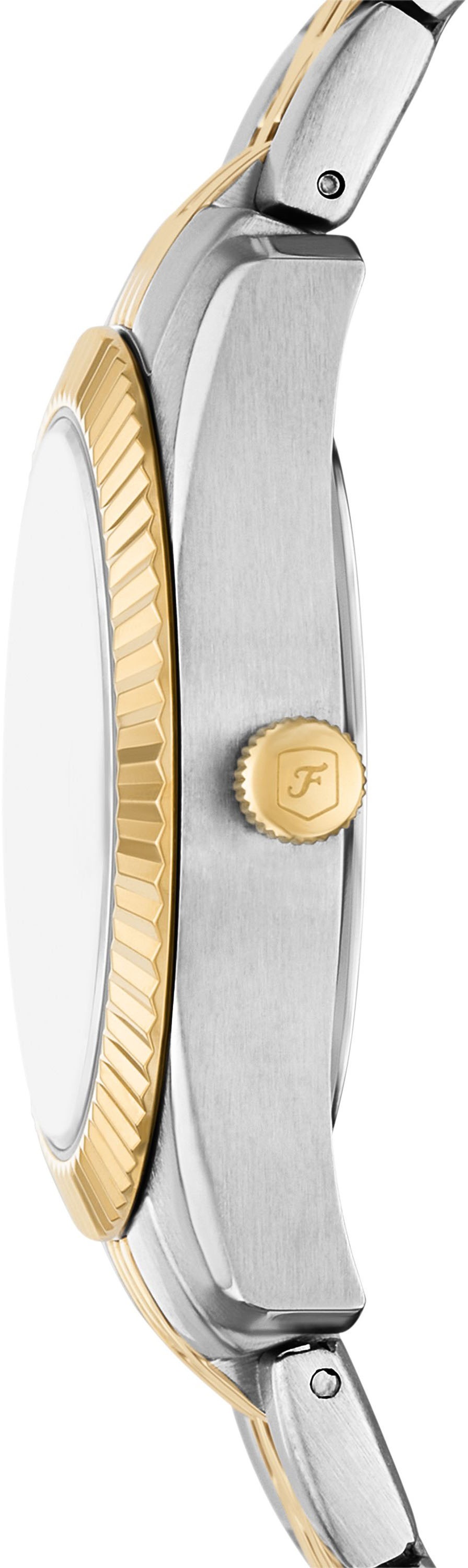 Fossil Quarzuhr »SCARLETTE MINI«, Armbanduhr, Damenuhr, Edelstahlarmband, analog, Tag, Glassteine