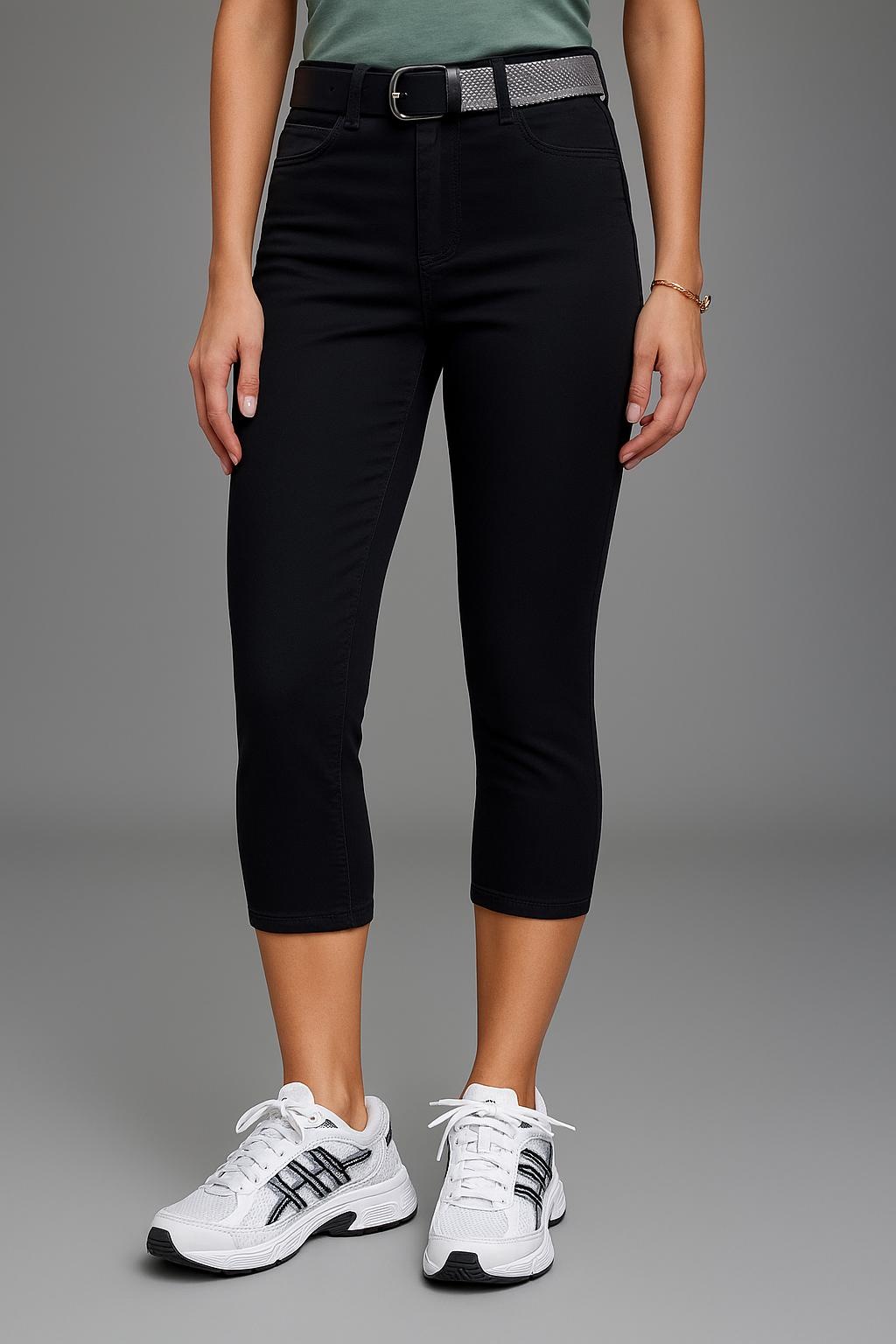 Caprihose LAURA SCOTT, Damen, Gr. 44, N-Gr, schwarz, Web, Obermaterial: 98% Baumwolle, 2% Elasthan, unifarben, Hosen Caprihose, Webhose für Casualmode und Streetwear, femininer Stil