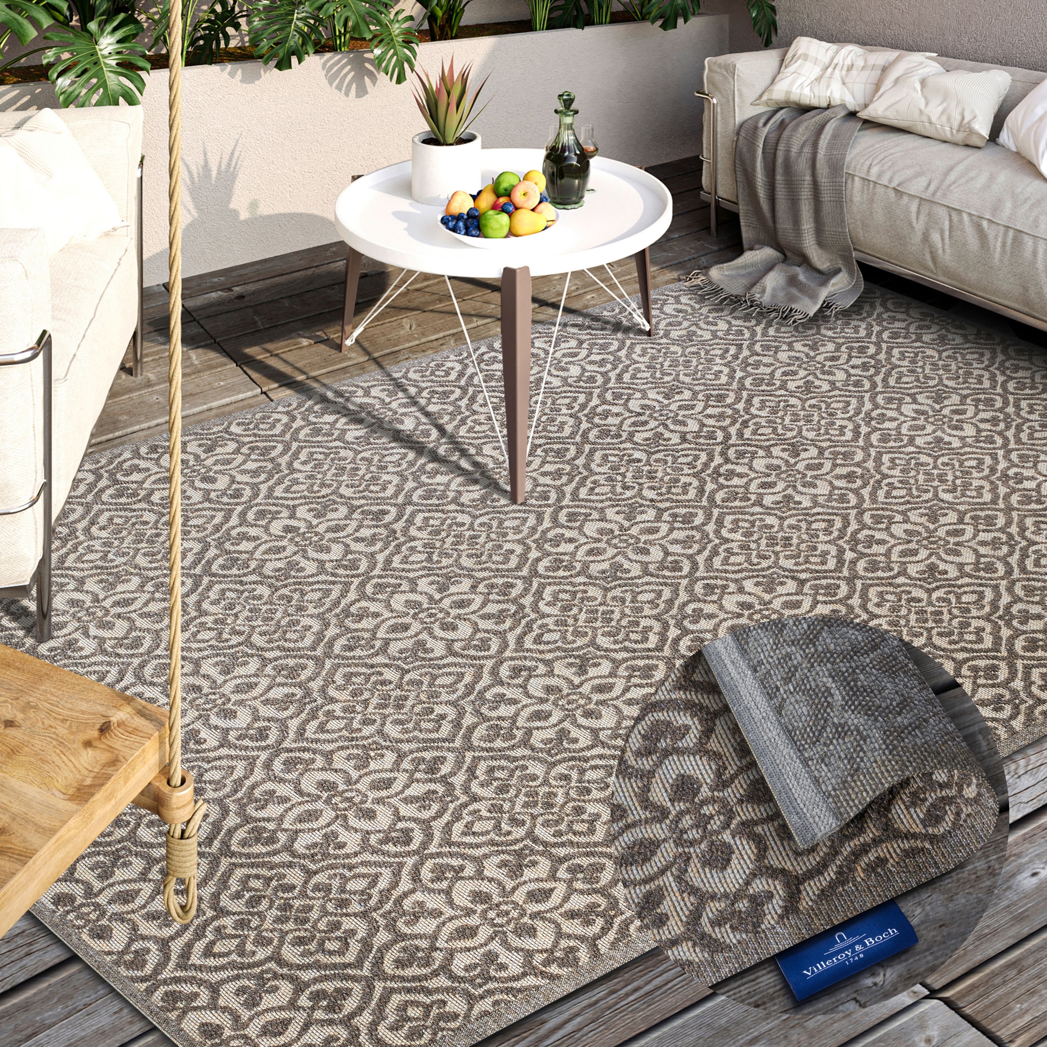 Villeroy & Boch 1100000002199 "Julie" rechteckig 4 mm Höhe In-& Outdoor, Flachgewebe, wetterfest, Terrasse, Balkon, modern, Trend