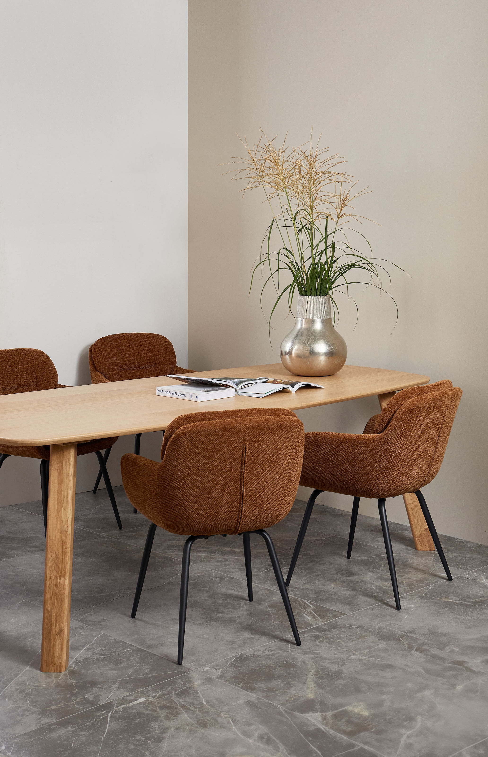 WOOOD Esszimmerstuhl »Runa Chenille-Bezug mit Metallgestell, H 82 x B 57 x T 59 cm« (Set) 2 Stk.(Set, 2 St)Tragkraft 120 kg, pfleigleicht Geringe Verschleißfestigkeit