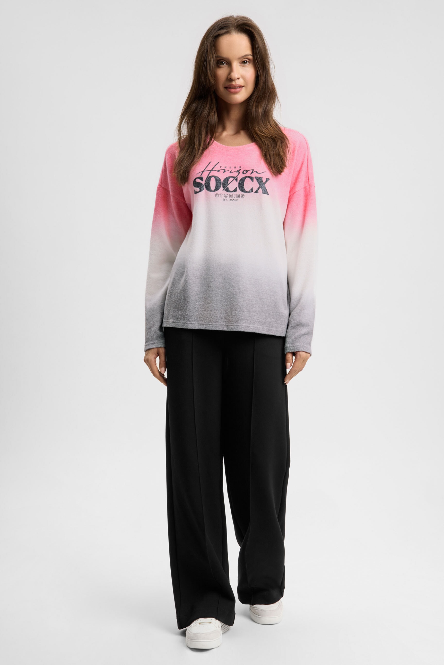 SOCCX Rundhalspullover mit Farbverlauf