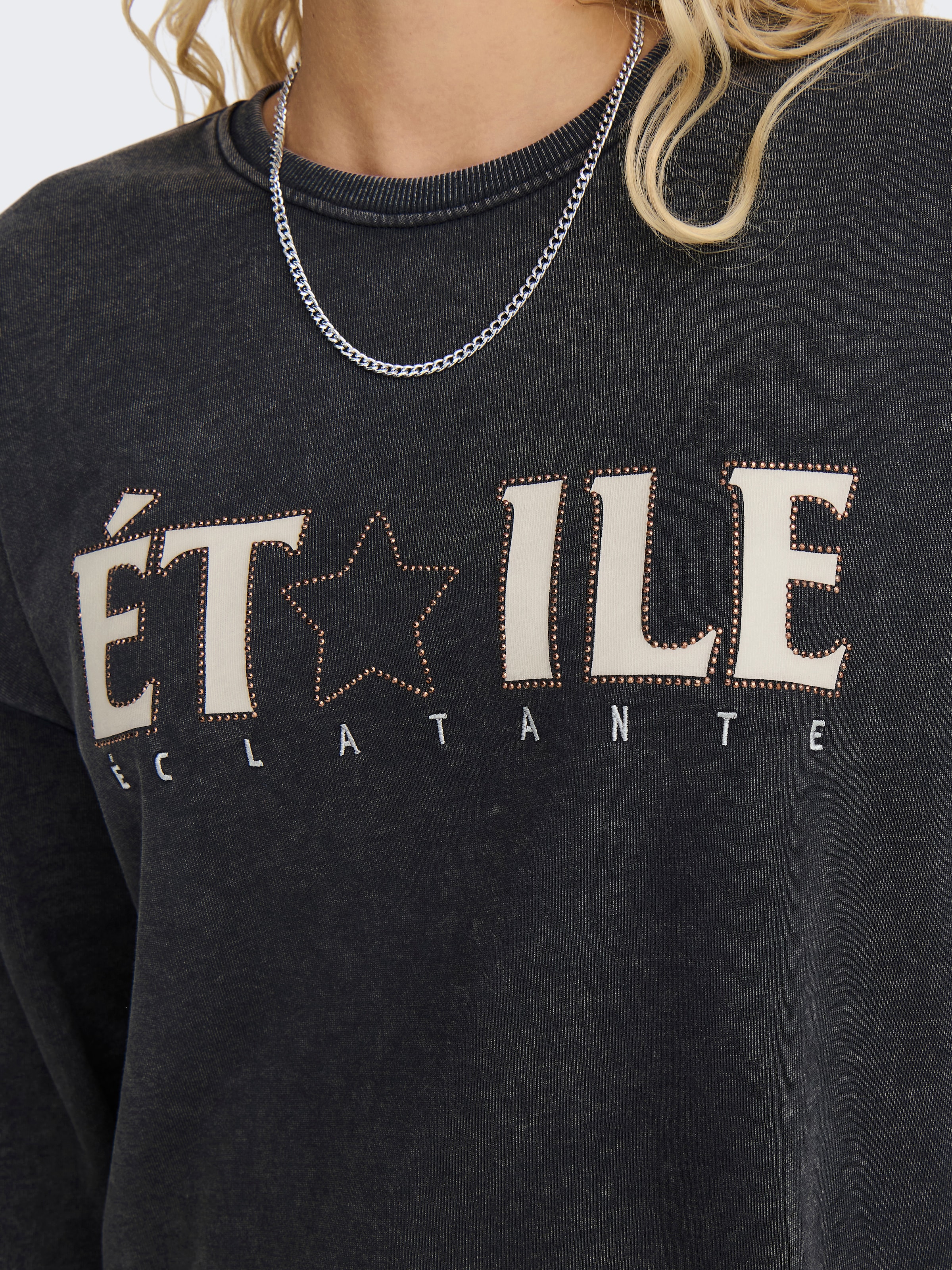 ONLY Sweatshirt »ONLPENELOPE L/S BEADS O-NECK SWT«