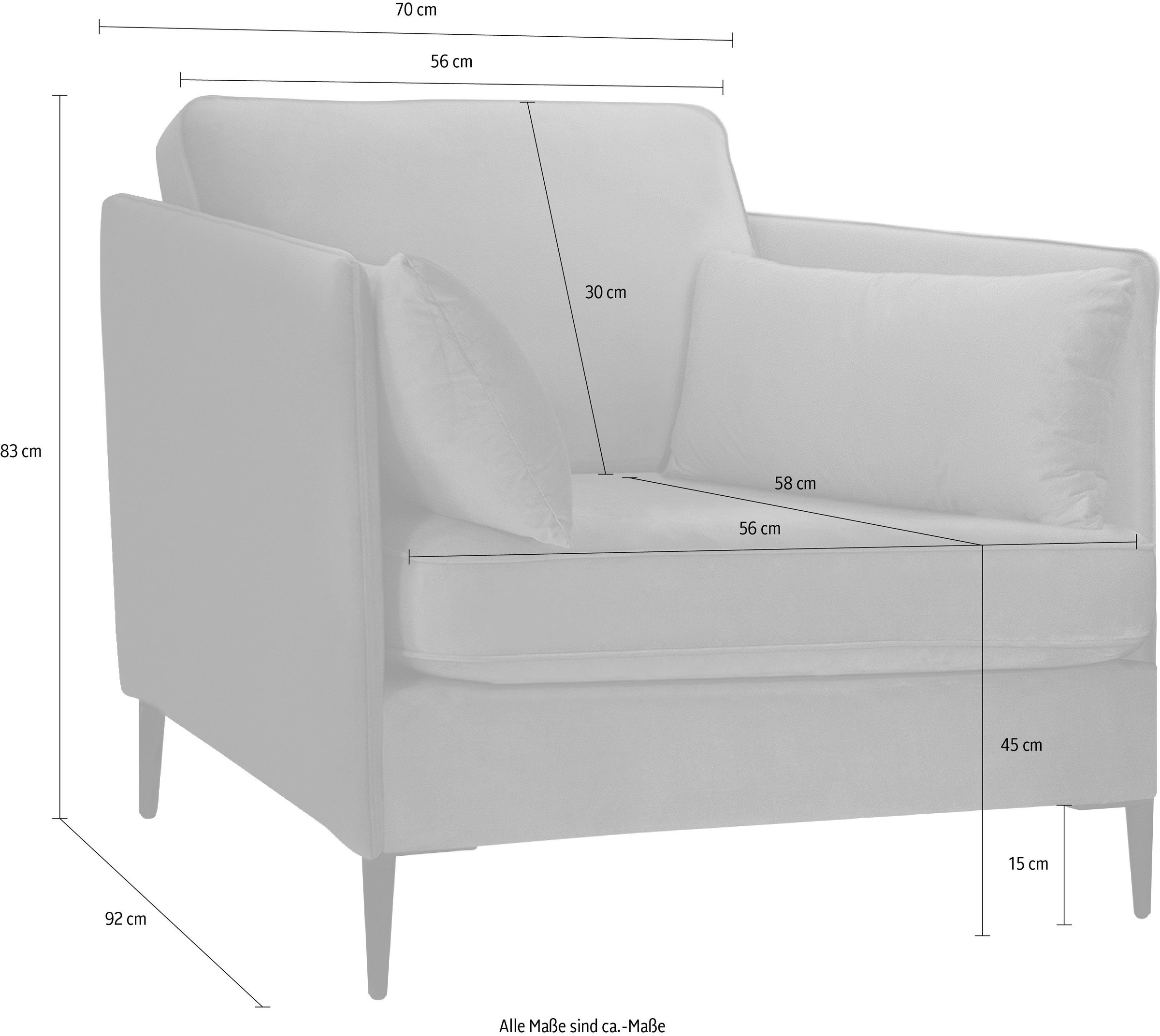 Home affaire Sessel »Light« inklusive loser Zierkissen, mit schmalen Armlehnen und Teleskopfüßen