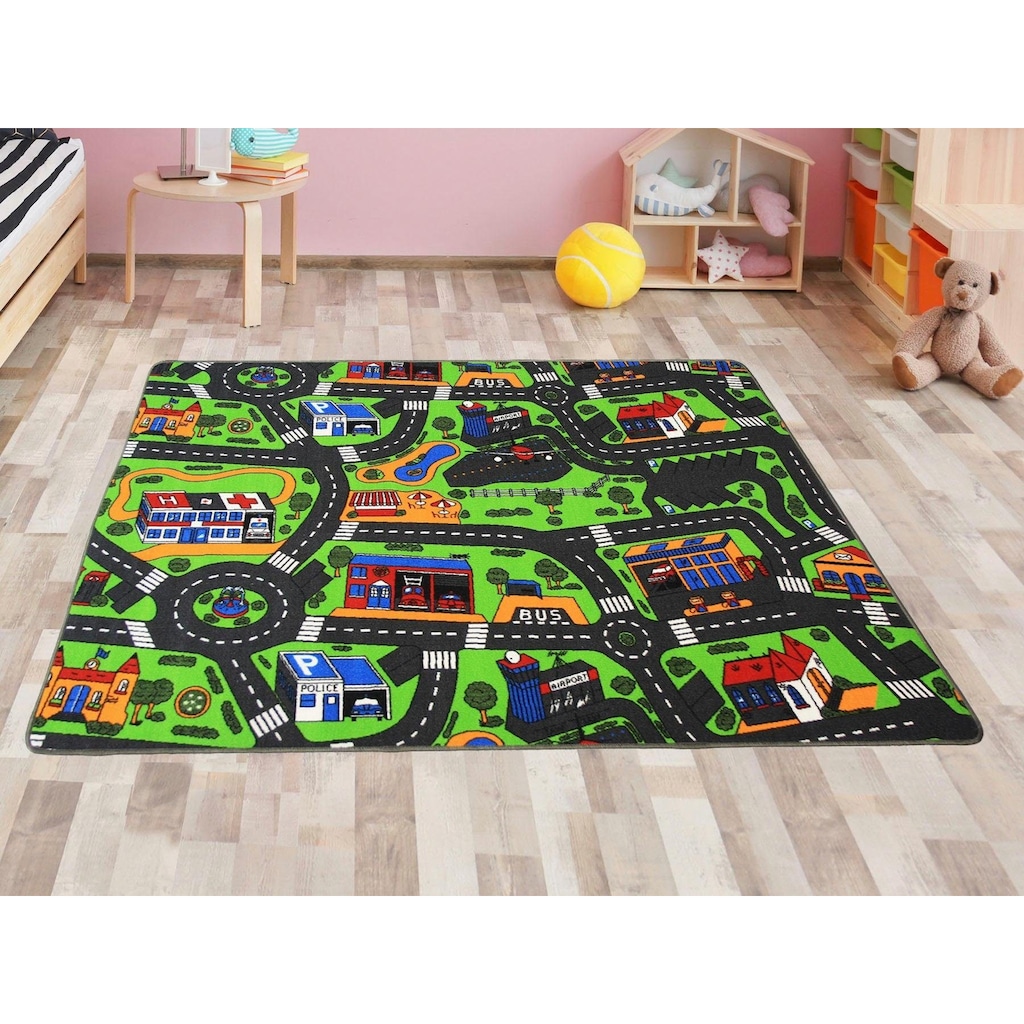 Primaflor-Ideen in Textil Kinderteppich »CITY«, rechteckig, Straßen-Spiel-Teppich, Straßenbreite ca. 9 cm, Kinderzimmer