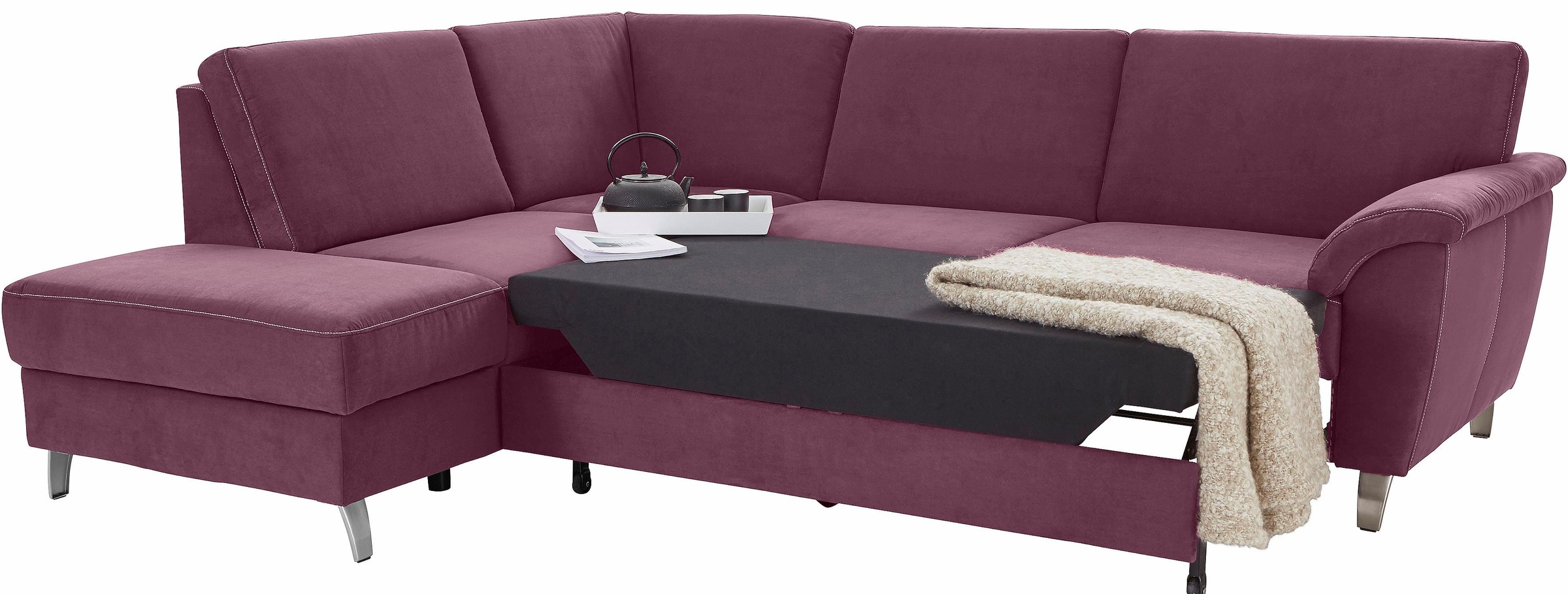 sit&more Ecksofa »Texel L-Form«, mit Federkern, wahlweise mit Bettfunktion und Bettkasten