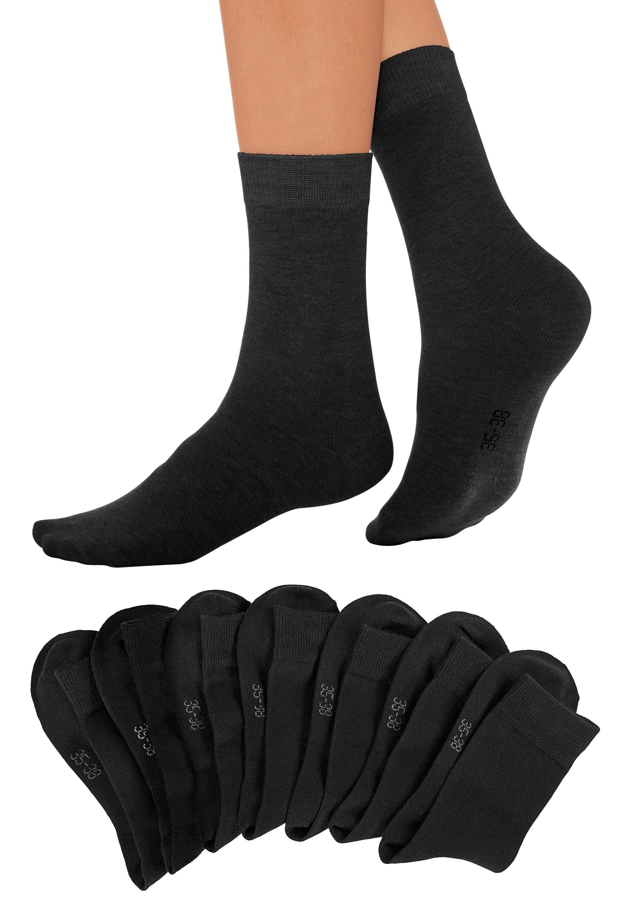 Lavana Basicsocken, (Set, 7 Paar), mit druckfreiem Bündchen