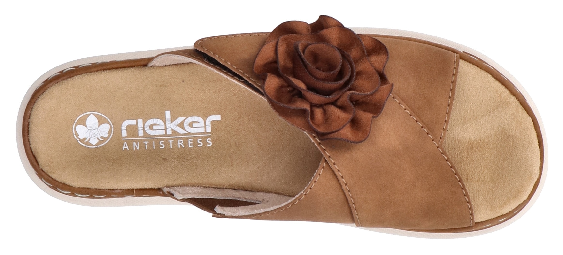 Rieker Pantolette, Sommerschuh, Strandschuh, Urlaubschuh mit praktischem Klettverschluss