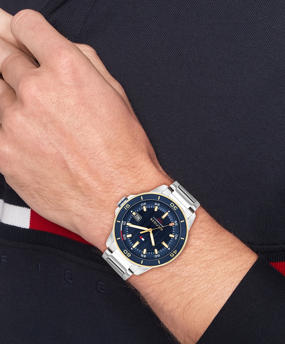 Tommy Hilfiger Remy Uhr Silber / Marineblau Einheitsgröße 4