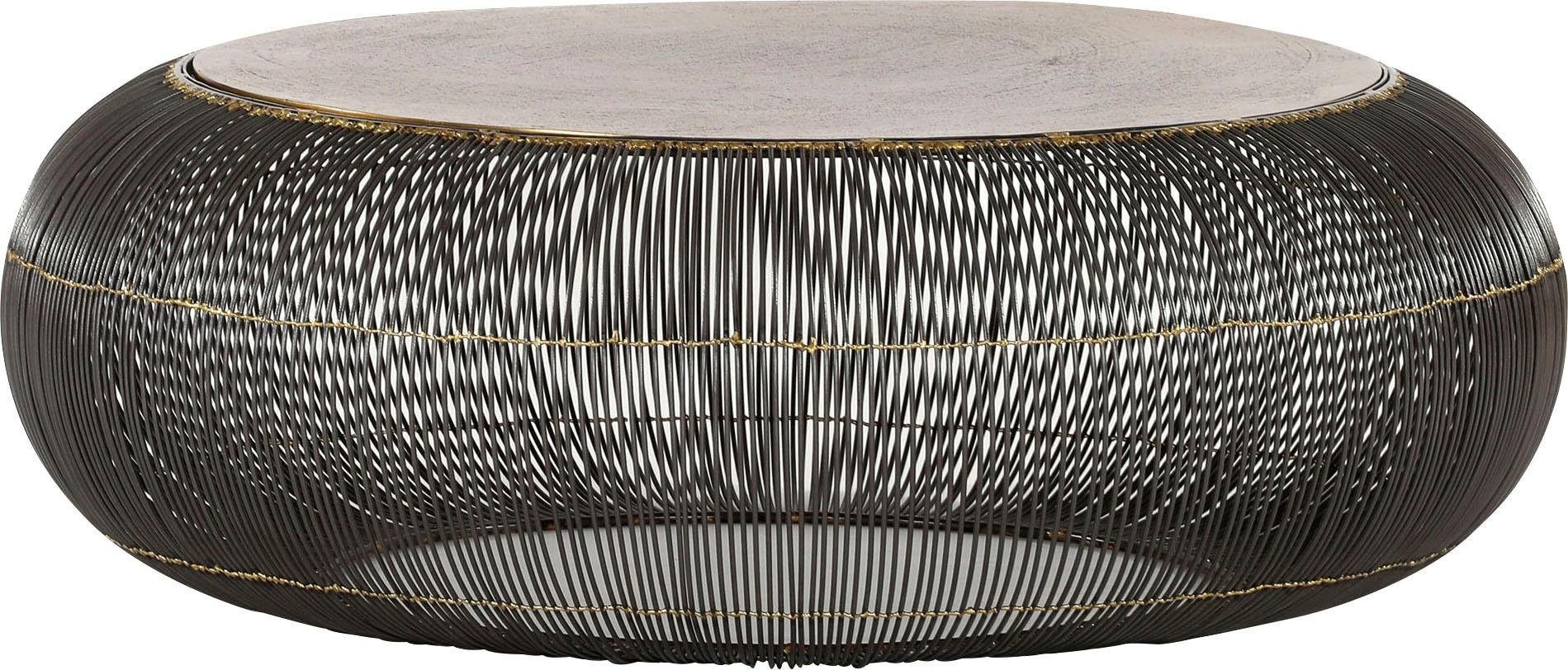 Gutmann Factory Couchtisch "Coffee, Bestelltisch, rund Ø 76 cm" Couchtisch, Wohnzimmertisch mit fein gearbeiteten goldfarbenen Details