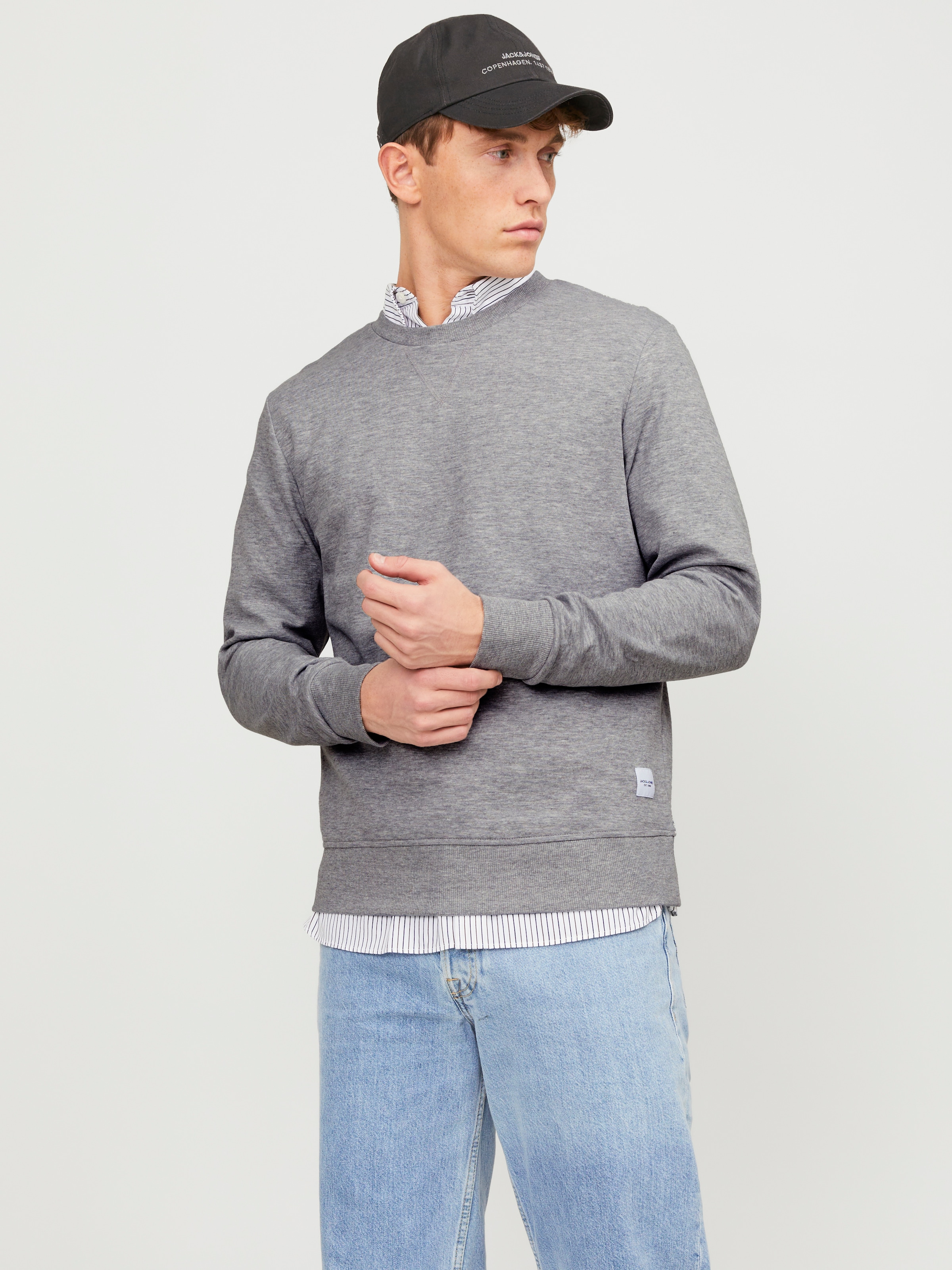 Jack & Jones Sweatshirt »JJEBASIC mit Flaglabel und weicher Baumwollmischung«, unifarben, modisch, regular fit, Baumwolle, Rundhals
