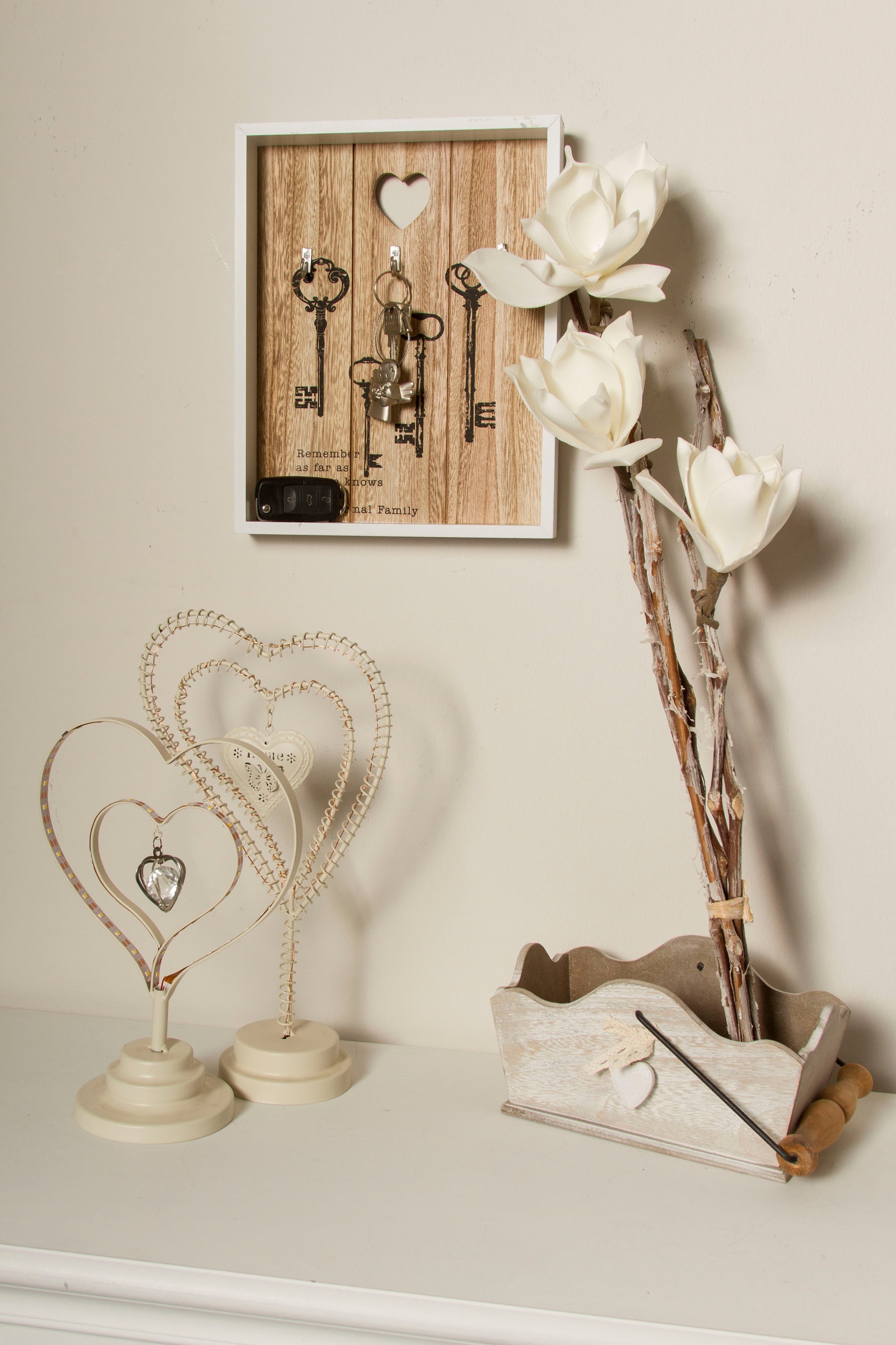 Myflair Möbel & Accessoires Schlüsselkasten »Saltrass, weiß«, Schlüsselbrett, mit 3 Haken & Schriftzug