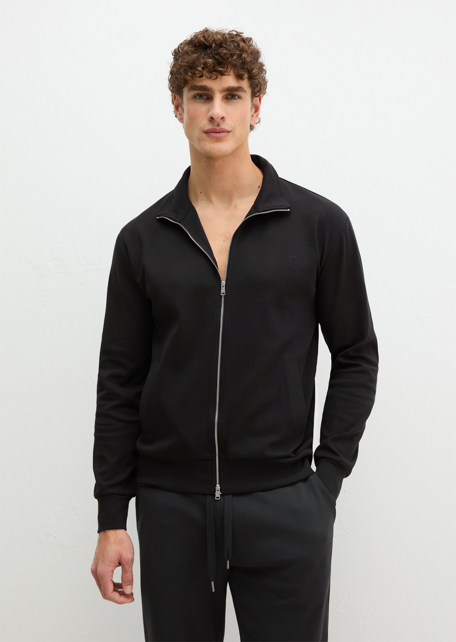 Marc OPolo Sweatjacke "Mix N Match Interlock" mit kleinem Stehkragen, Reißverschluss und langen Ärmeln