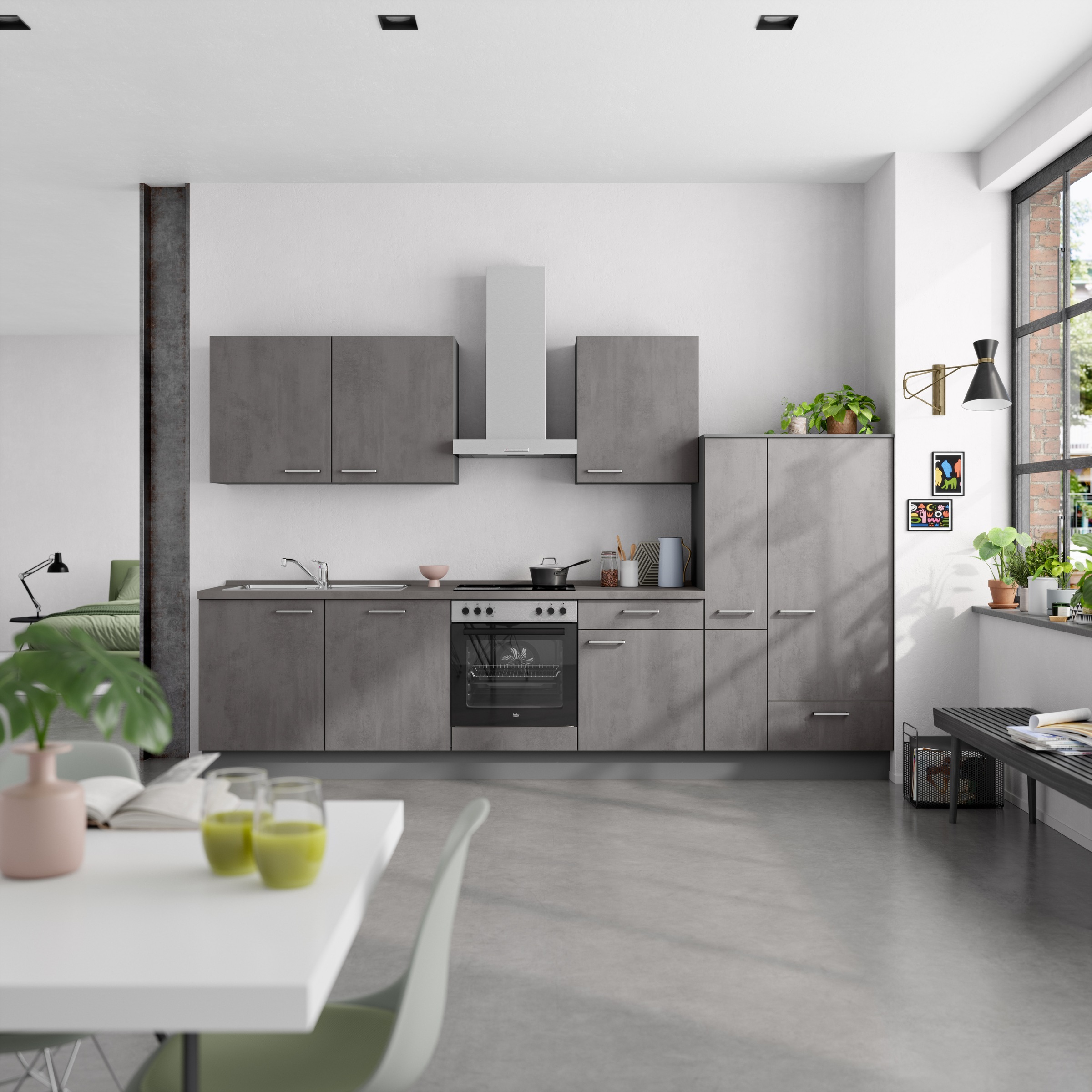 nobilia® Küchenzeile »"Riva I"«, vormontiert, Ausrichtung wählbar, Breite 330 cm, wahlw. mit E-Geräten