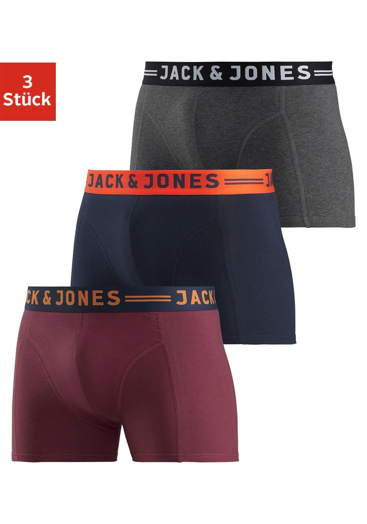 JACK & JONES Herren Boxer "JAC Lichfield Trunks", Gr. L, bunt, Jersey, Obermaterial: 95% Baumwolle, 5% Elasthan, bedruckt, meliert, Unterhosen, mit