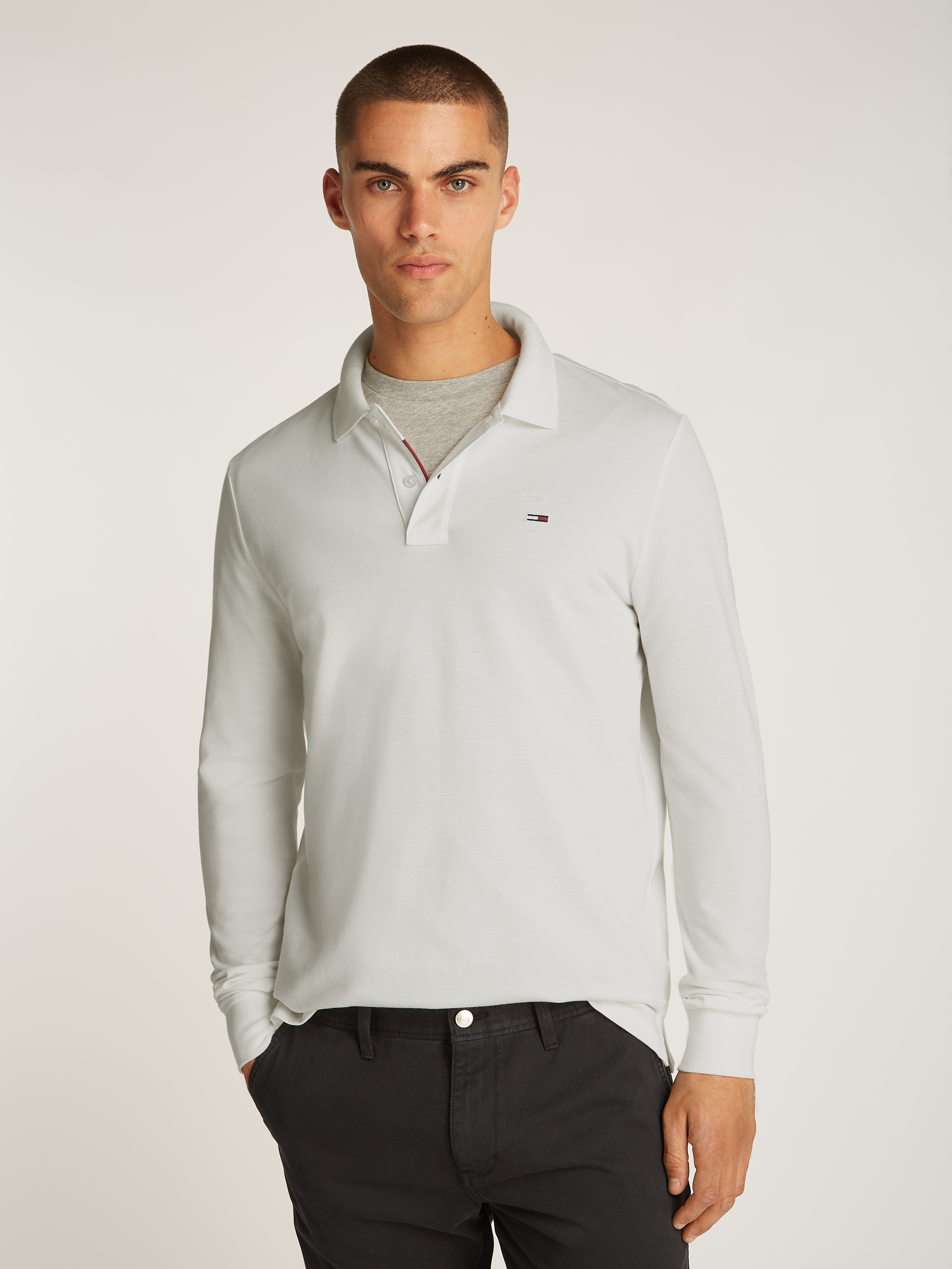 TOMMY JEANS Poloshirt »TJM SLIM PLACKET POLO LS EXT«, mit Logostickerei