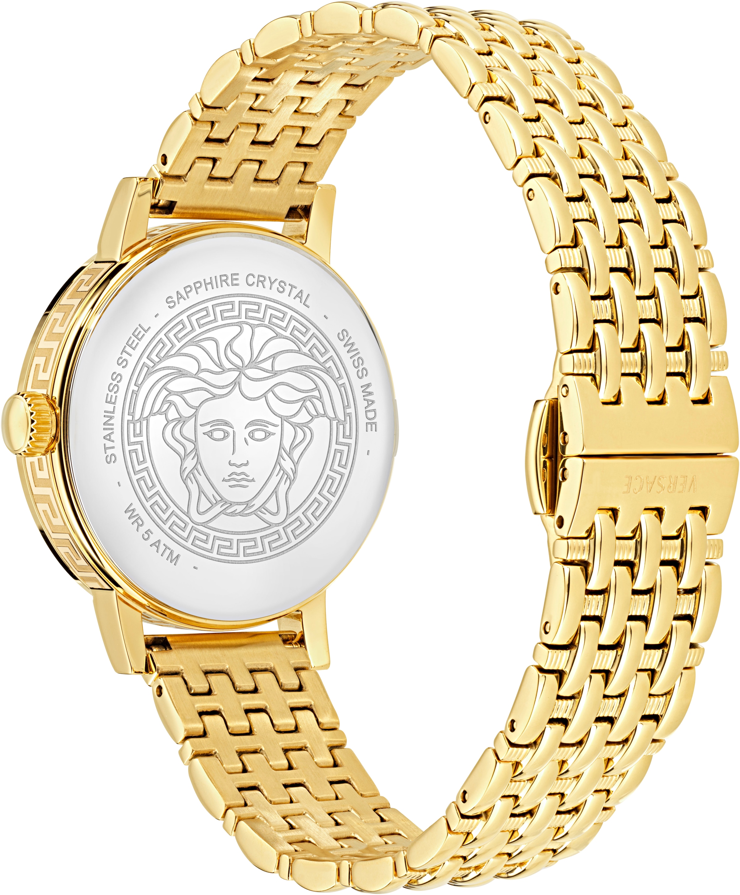 Versace Quarzuhr »GRECA FORTUNA«, Armbanduhr, Damenuhr, Swiss Made, Edelstahlarmband, analog
