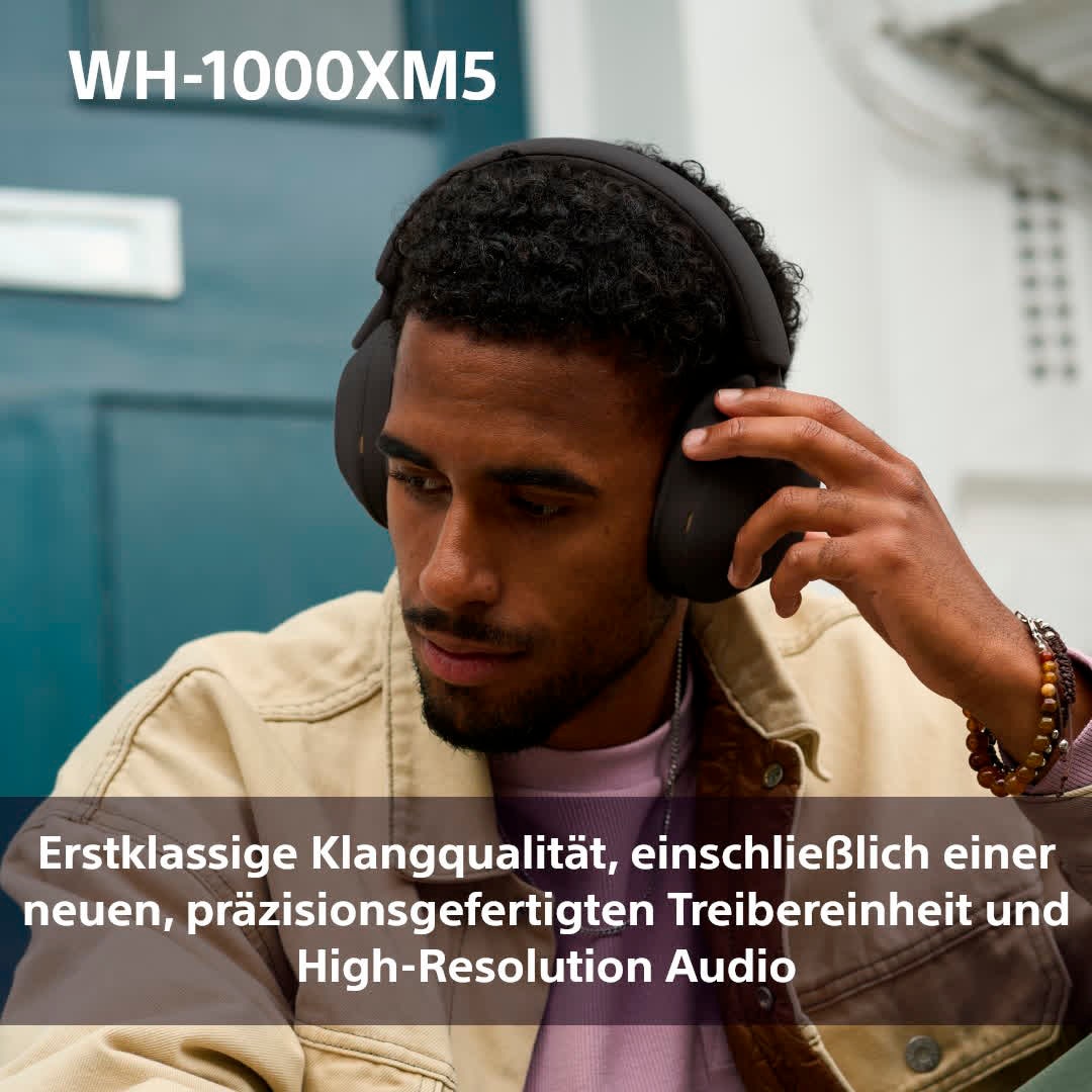 Sony Bluetooth-Kopfhörer »WH1000XM5 kabellos«, A2DP Bluetooth-AVRCP Bluetooth-HFP-HSP-Bluetooth, Multi-Point-Verbindung-Sprachsteuerung-Rauschunterdrückung-Noise-Cancelling-Freisprechfunktion-Hi-Res