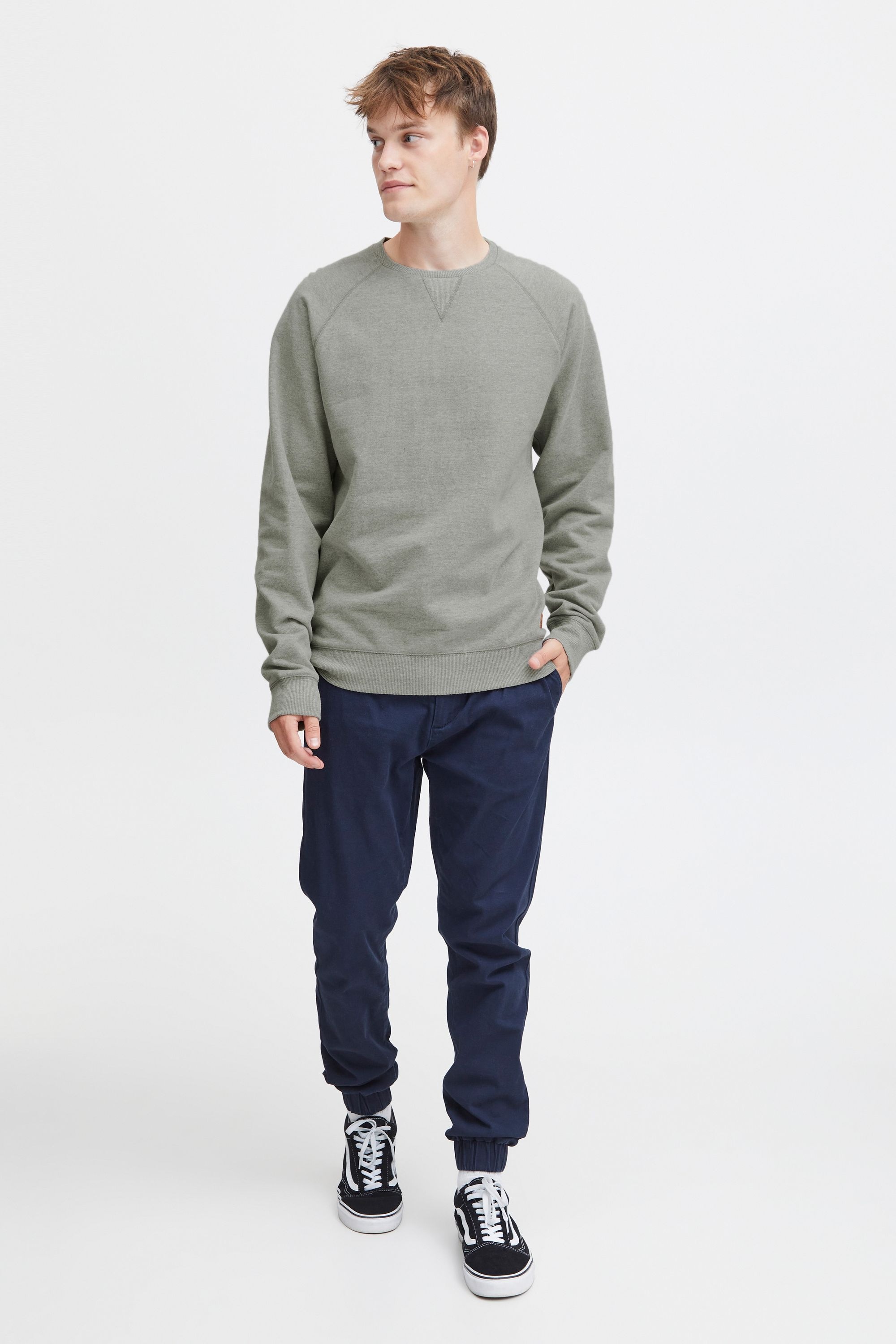 Longpullover BLEND "BHAlex", Herren, Gr. 3XL, zink mix, Sweatware, 60% Baumwolle, 40% Polyester, unifarben, regular fit, Rundhals, eingesetzt, Pullover Longpullover, Sweatpullover mit Raglanärmeln und elastischem Saum 5