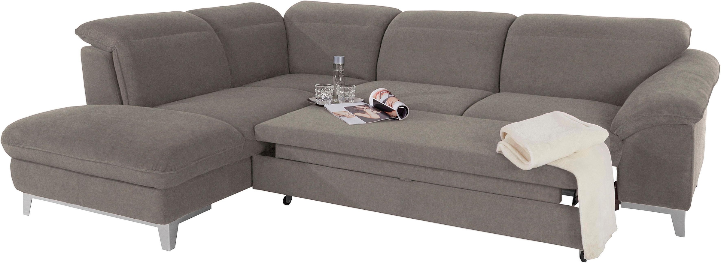 COTTA Ecksofa »Teresa L-Form«, mit Kopfteilverstellung, wahlweise mit Bettfunktion