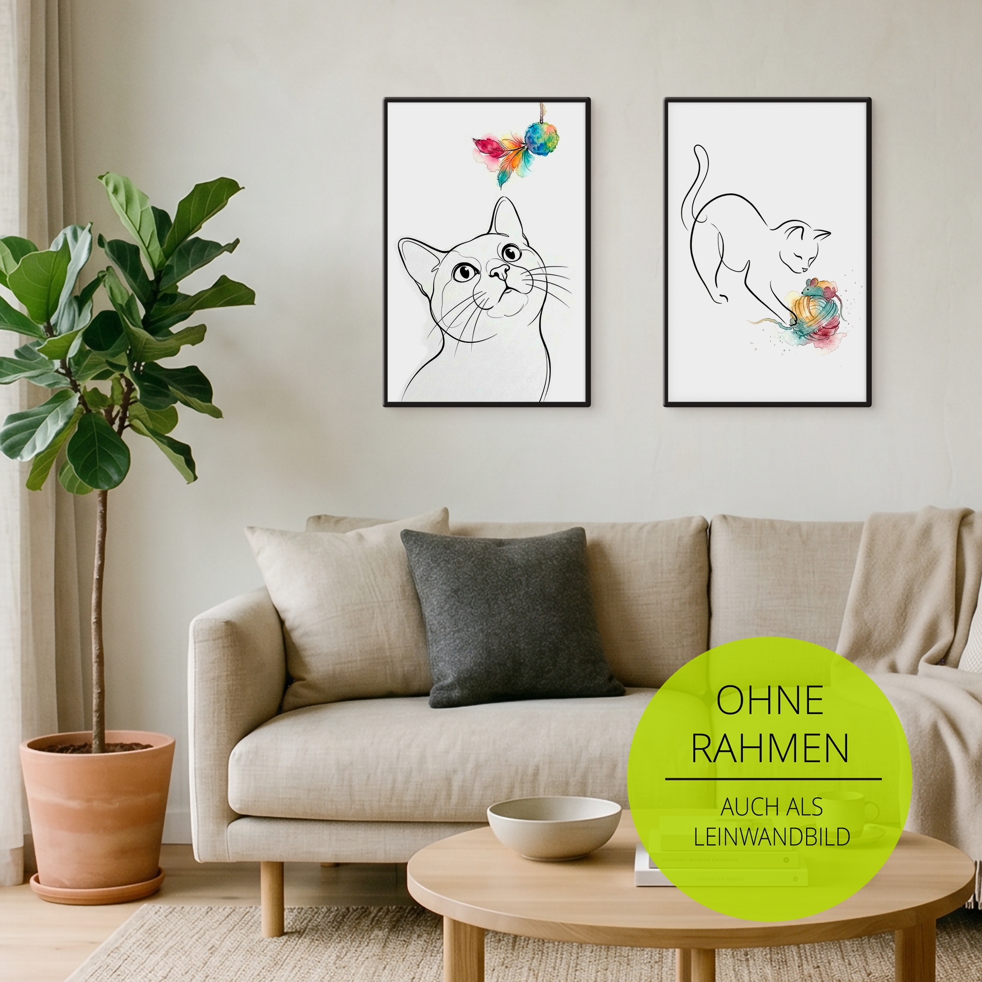 OTTO home Wandbild »Katze mit Spielzeug II« Katzenbilder 1 Stk. tlg. als Poster oder Leinwandbild in versch. Größen