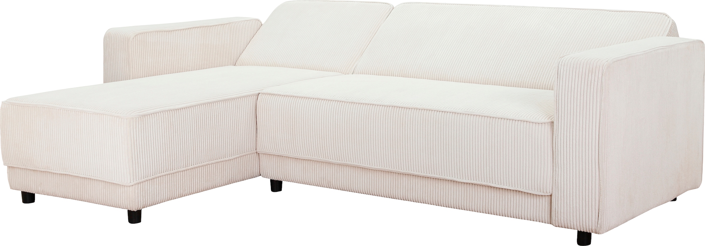 Dorel Home Ecksofa »Allie Schlafsofa 230 cm mit Relaxfunktion in der Rückenlehne«, Schlaffunktion (108/194,5cm), trendiger Cord o. pflegeleichter Velours