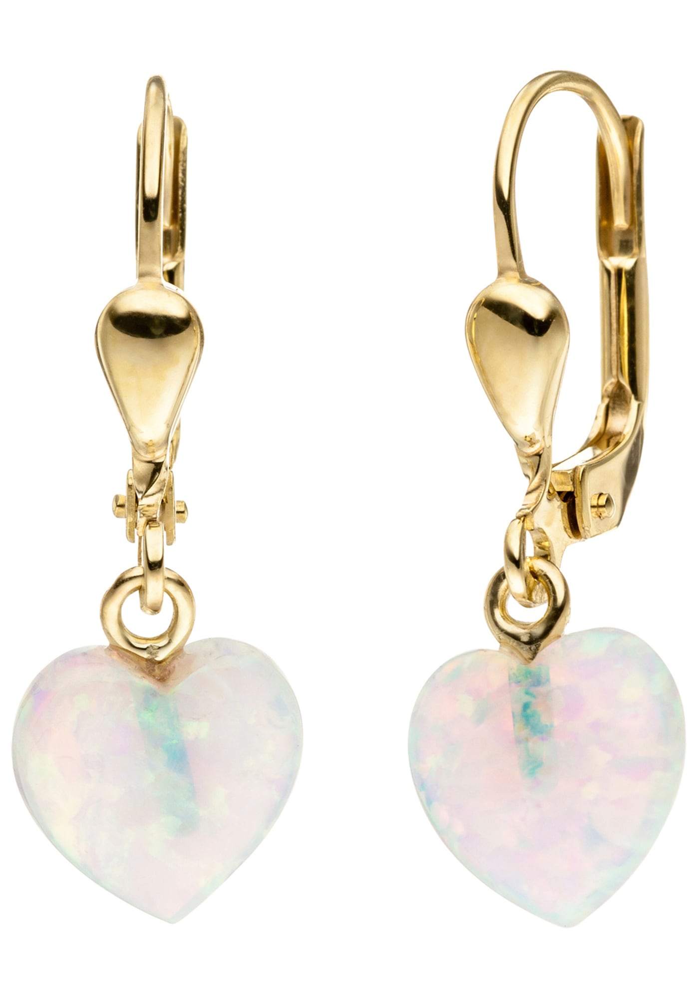 JOBO Paar Ohrhänger, Herz Gold 333 mit BAUR synthetischen kaufen Opalen 