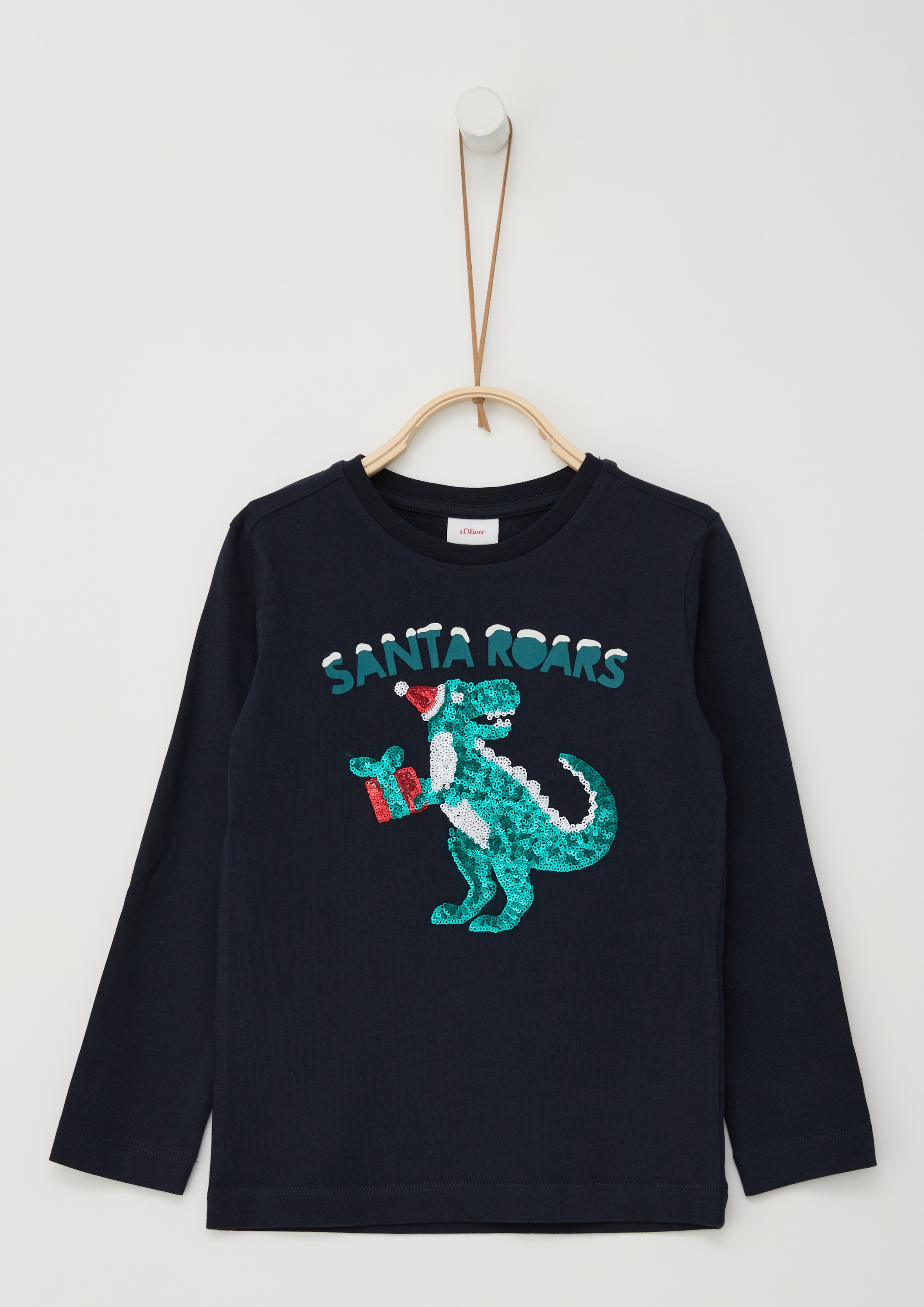 s.Oliver Junior Langarmshirt, mit Dino aus Pailetten