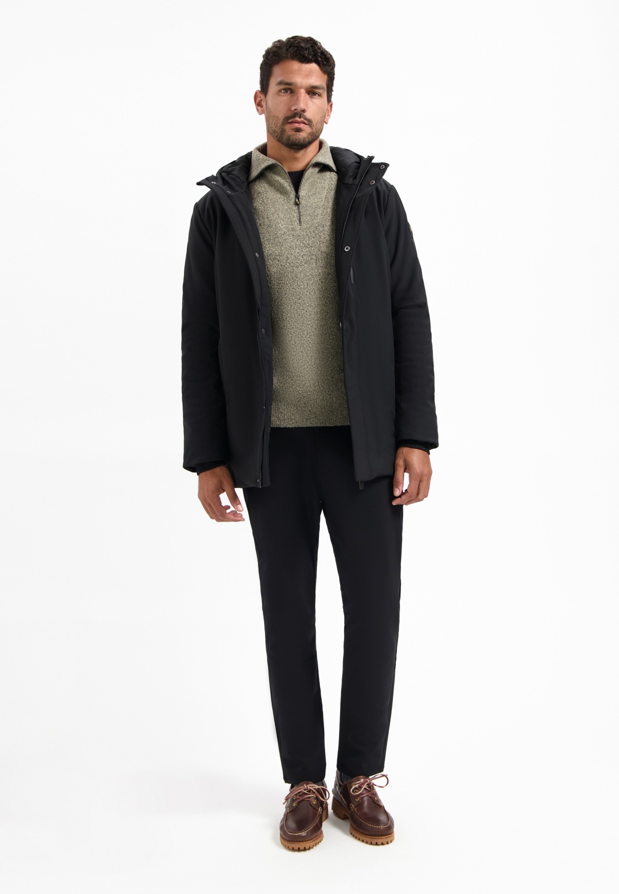 NO EXCESS Stehkragenpullover »No Excess Wollpullover mit hohem Reißverschluss«