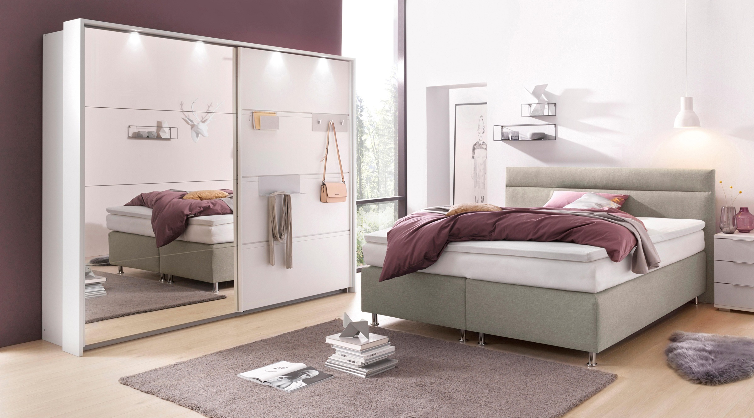 Westfalia Schlafkomfort Boxspringbett wahlweise mit LED-Beleuchtung günstig online kaufen